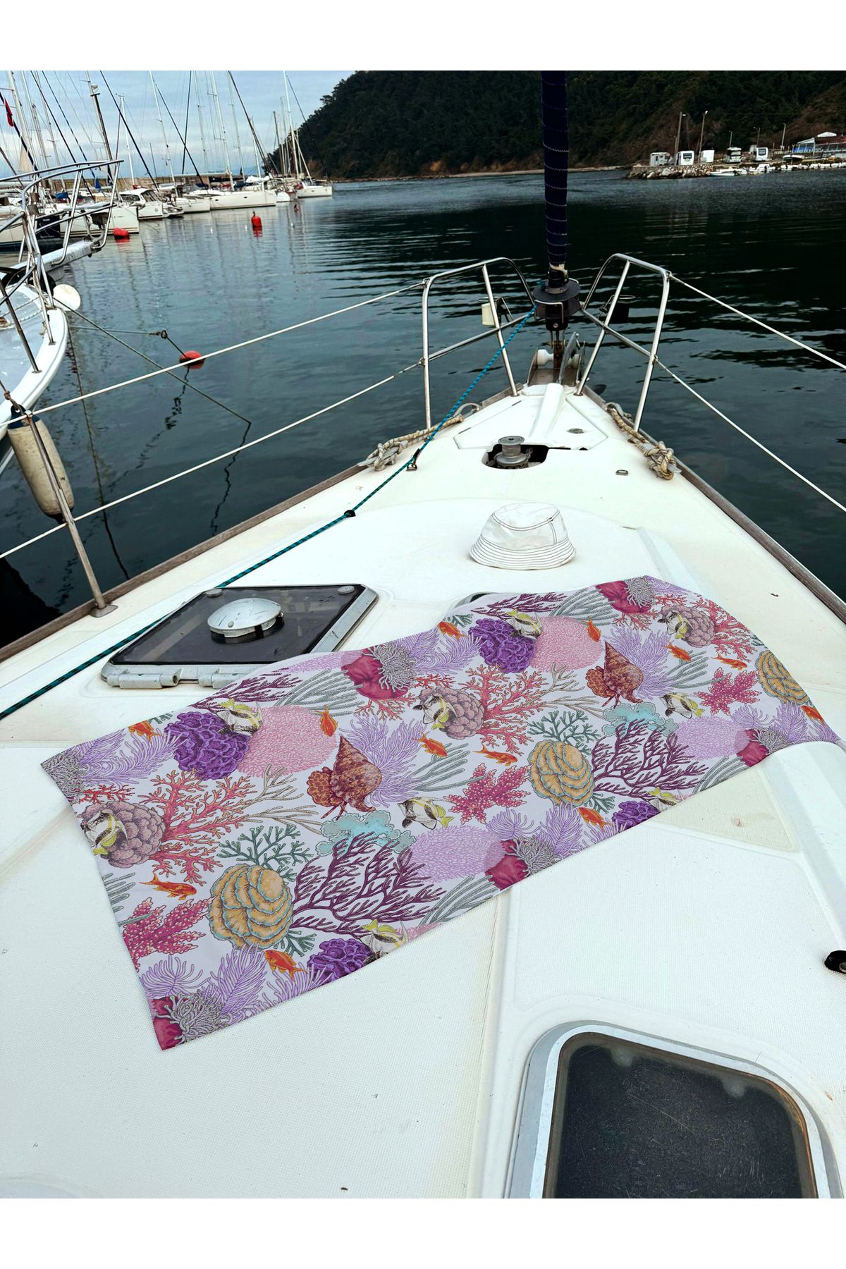 Miami Beach Balık Desenli Renkli Unisex Plaj Havlusu 70x150