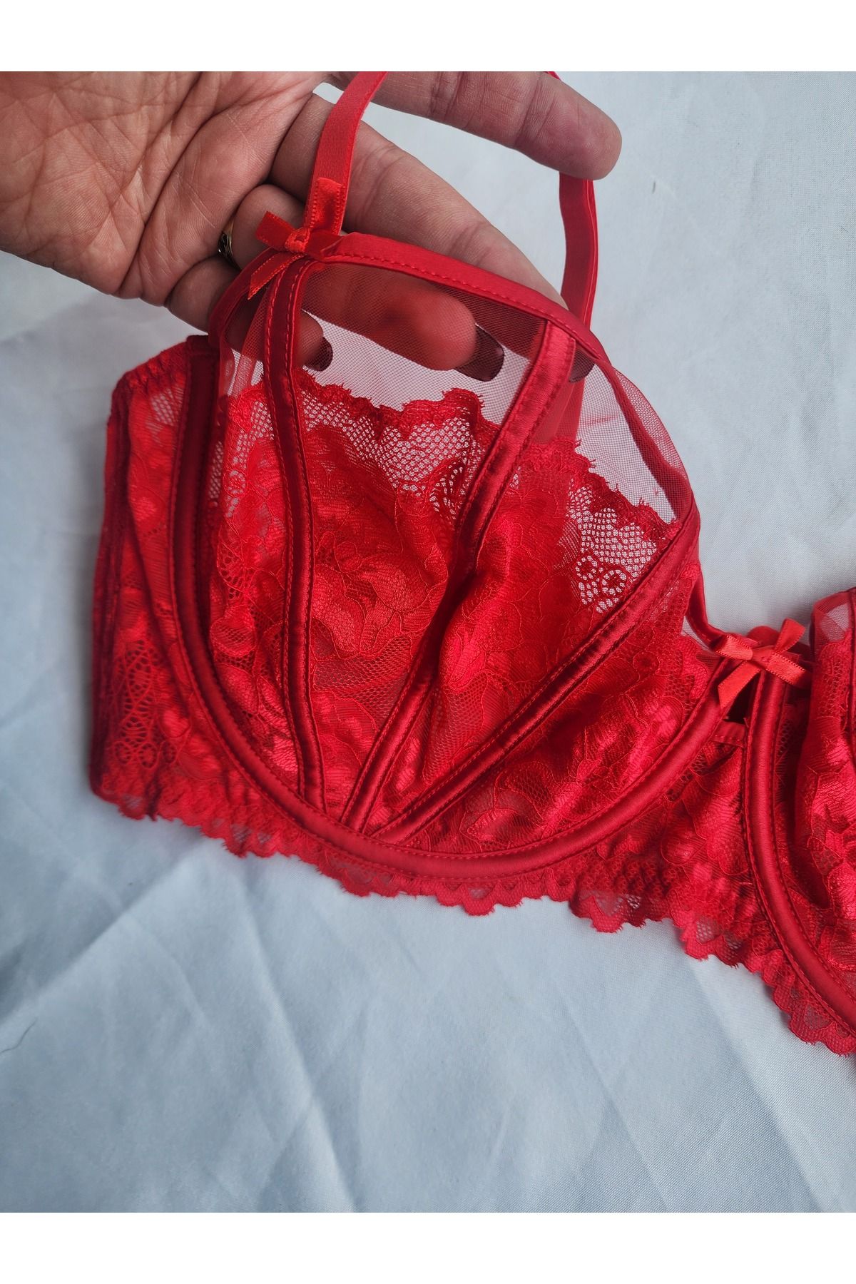 G&H UNDERWEAR Kırmızı Dantel Büyük Beden Sütyen