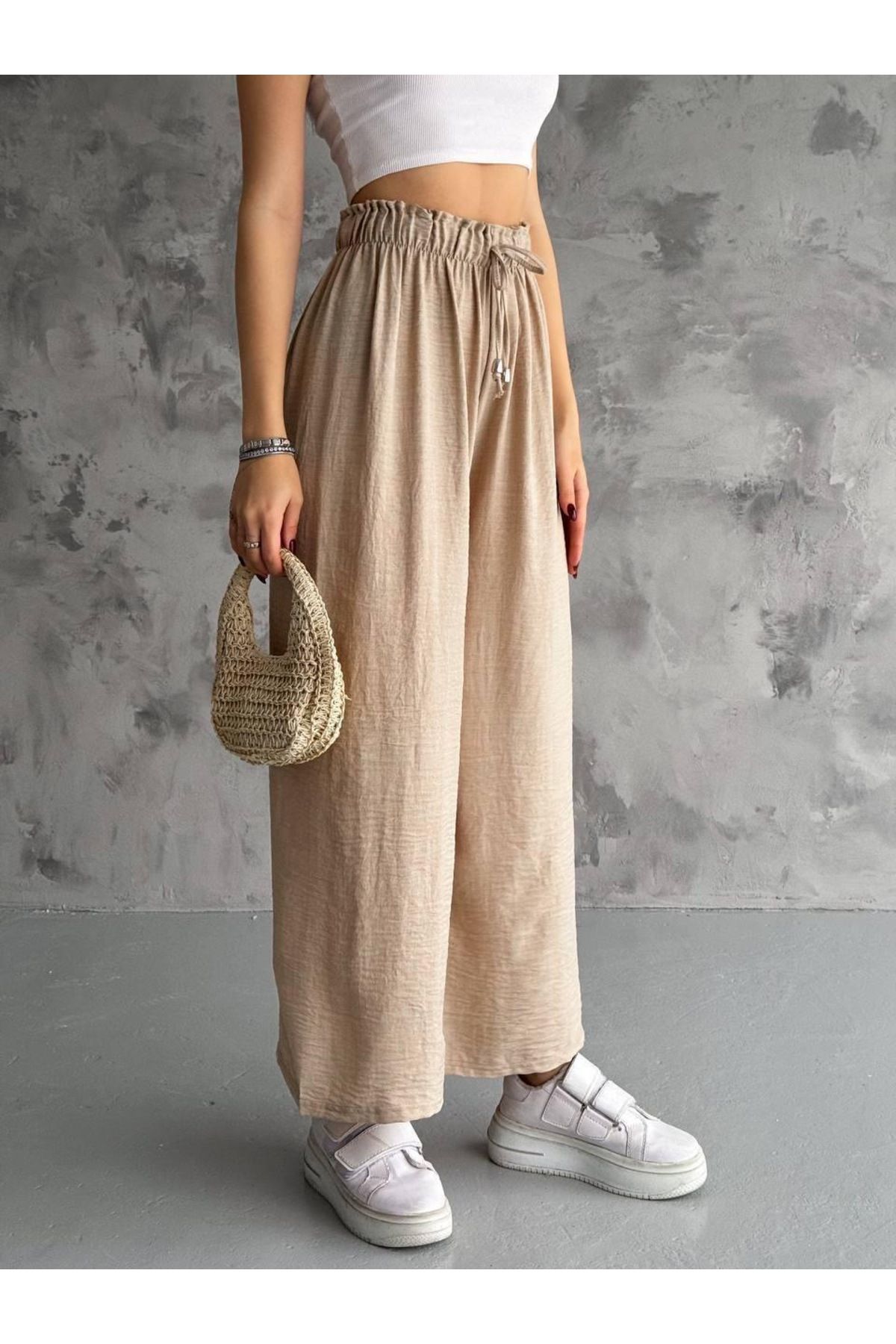 Oasis rahat kesim standart beden beli lastikli salaş ayrobin pantalon