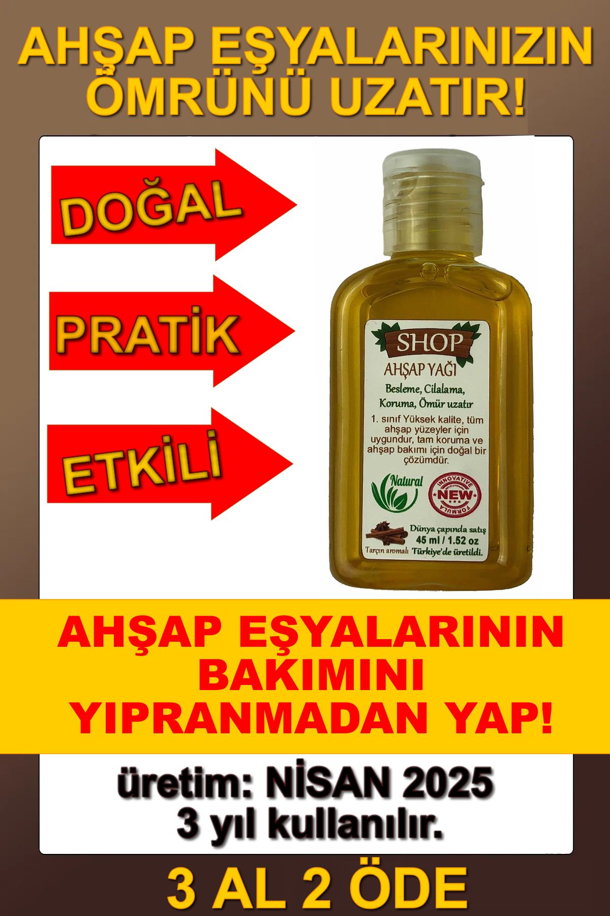 shop Ahşap bakım yağı, kuksa, mutfak aletleri, kesme tahtası, küçük ahşap eşyaların bakımı için 45 ml