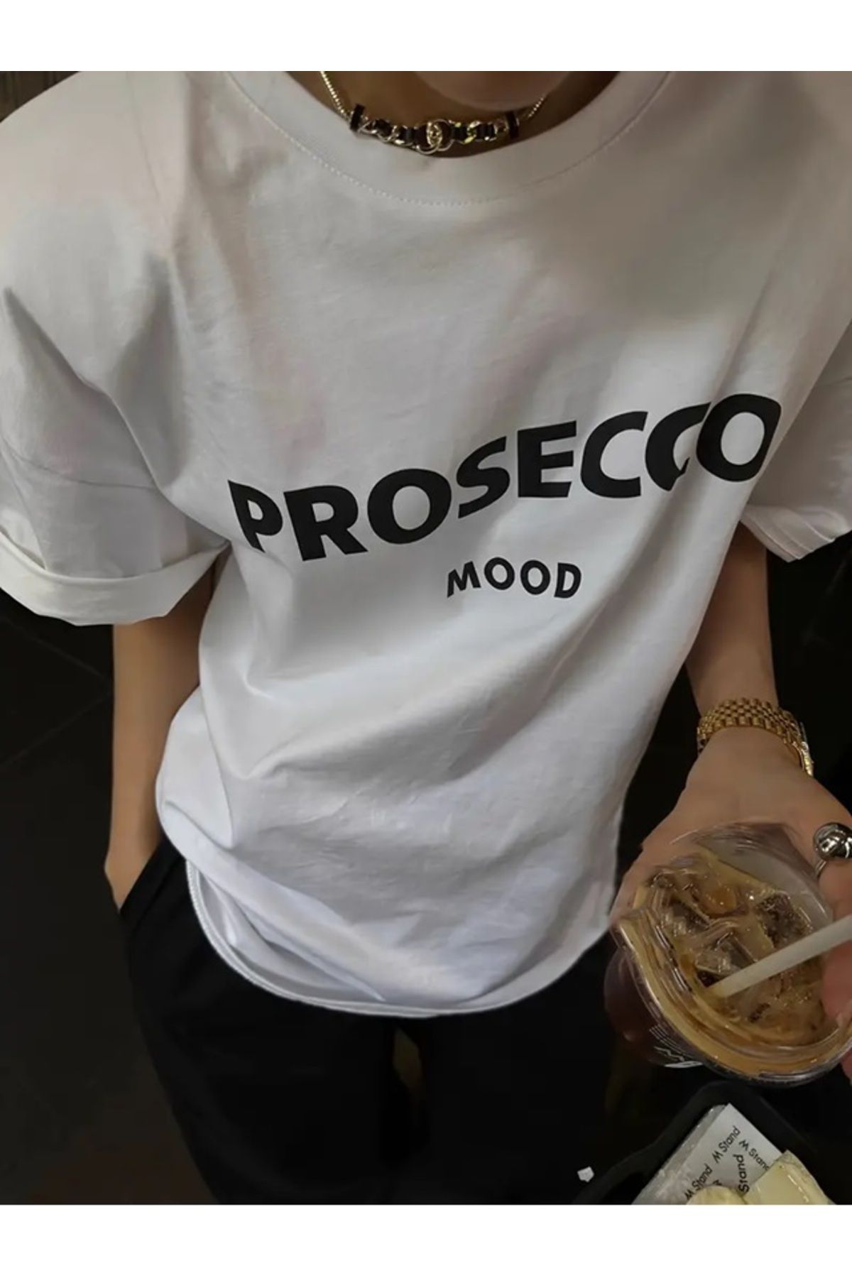 Touz Moda Prosecco Mood Baskılı Oversize T-shirt