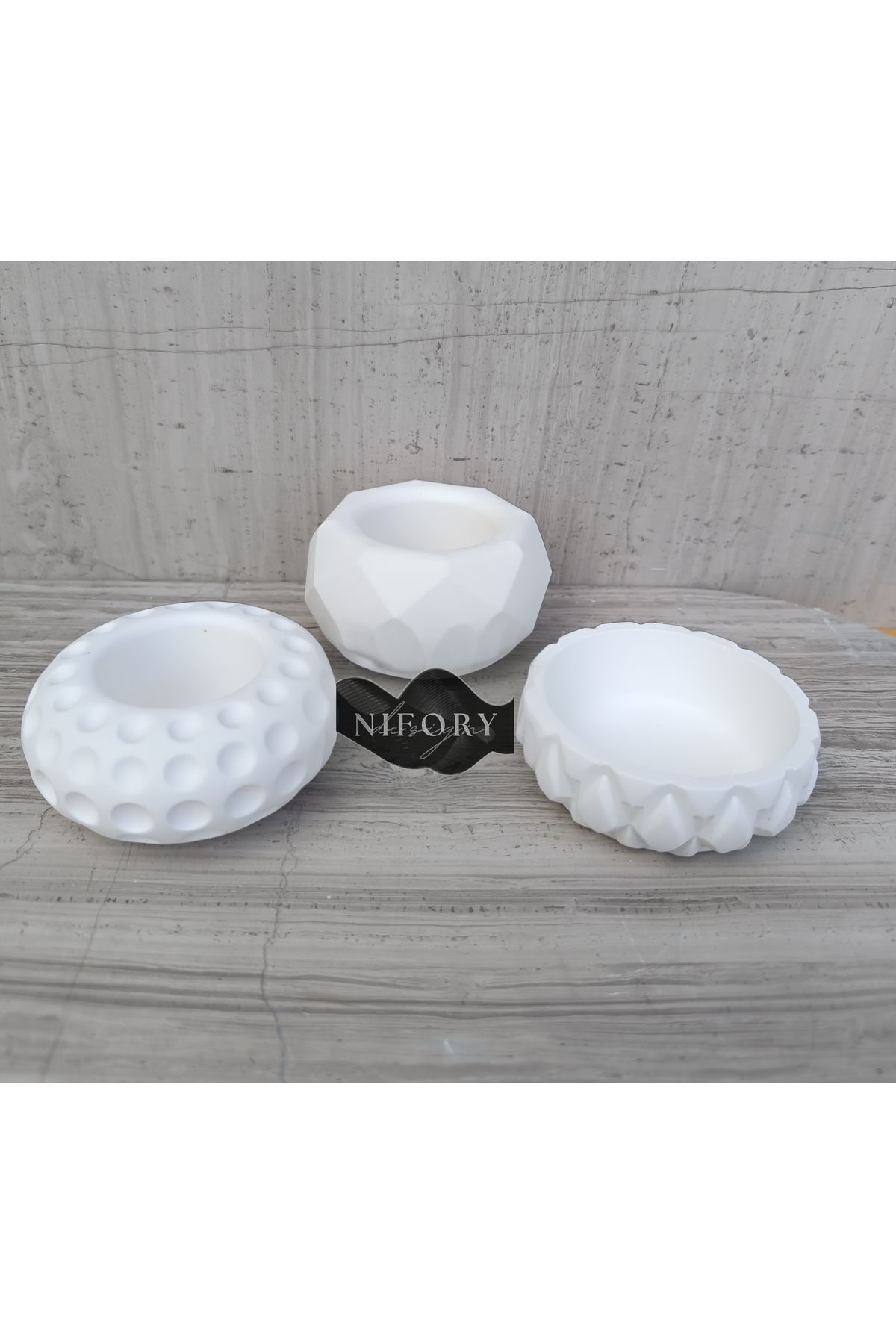 Nifory 520-N0208 Dekoratif Beton Sunum Aksesuar Set Beton Biblo Organizer Takımı Çok Amaçlı Dekoratif Set