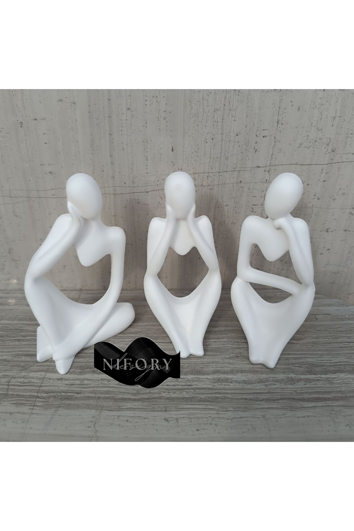 Nifory 520-N0211 Dekoratif Beton Sunum Aksesuar Set Beton Biblo Organizer Takımı Çok Amaçlı Dekoratif Set