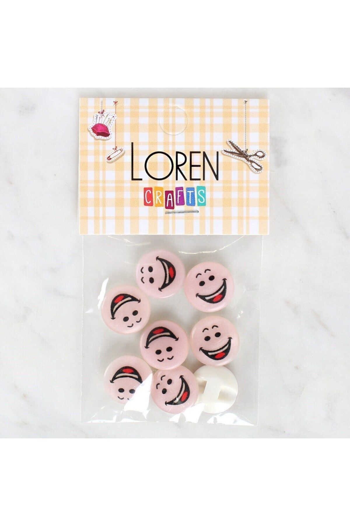 Emperium Loren Crafts 8'li Gülen Yüz Düğme - 1025