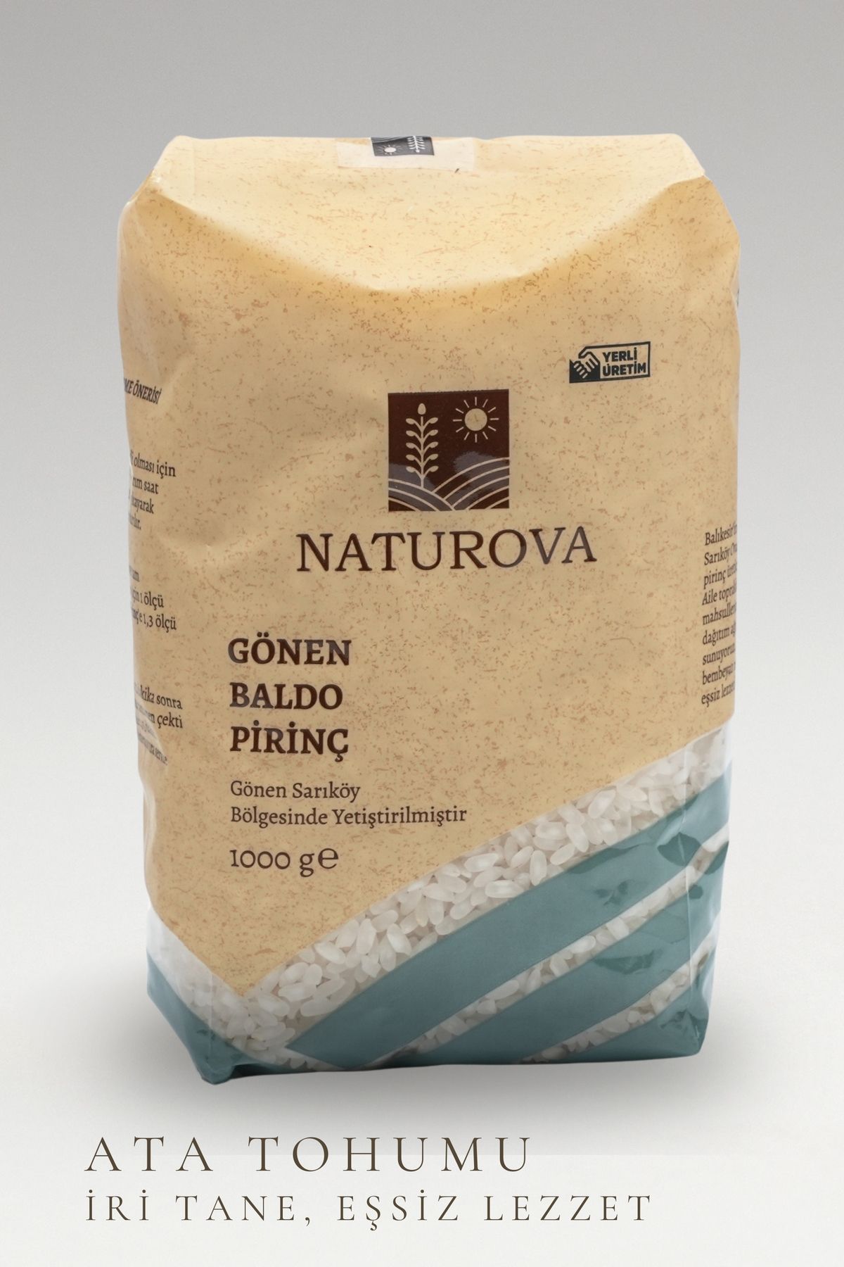 NATUROVA Gönen Baldo Pirinç 1 Kg - Doğal Tarım, Yerli Tohum