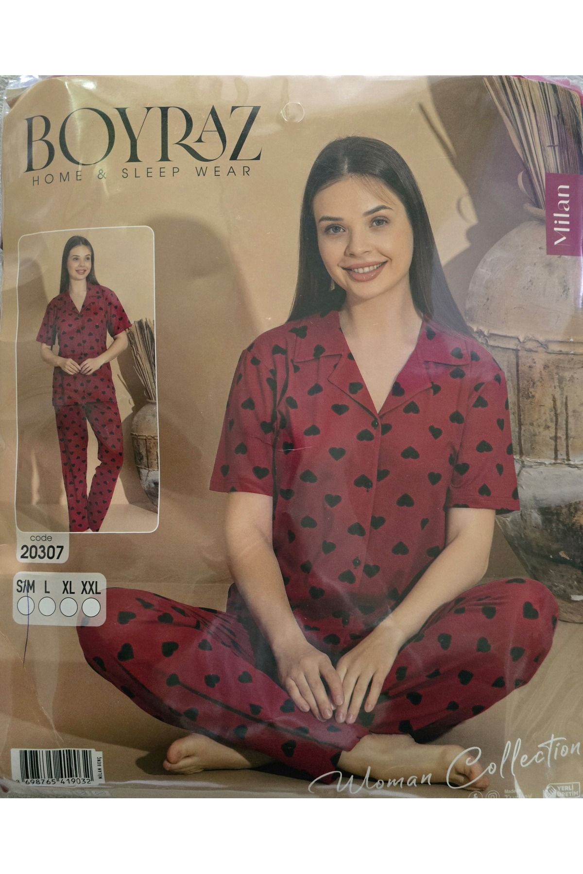 BOYRAZ Milan Kadın Kısa Kollu Düğmeli Pijama Takımı