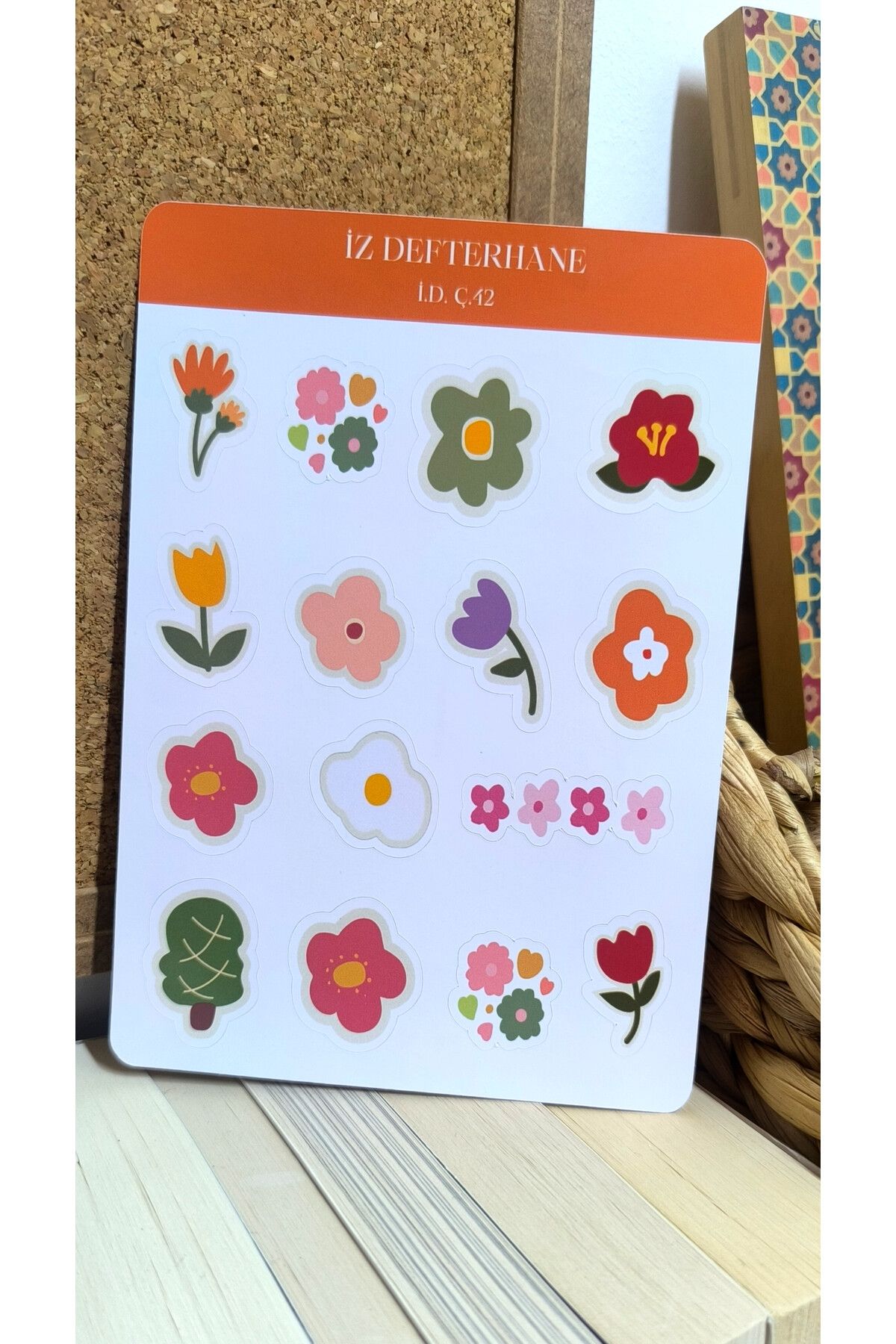 İZ DEFTERHANE Çiçek Desenli Çıkartma Sticker (Ajanda, defter, planlayıcılar için uygundur)