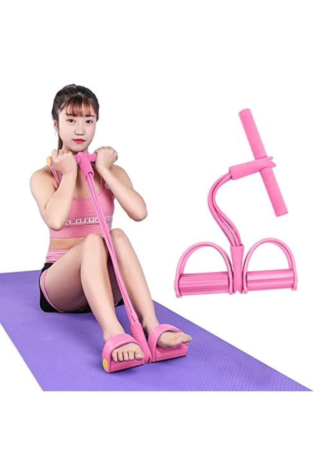 شريط مقاومة للياقة البدنية تومي مع حبل مطاطي مرن للساقين والفخذين والذراعين والظهر - وردي