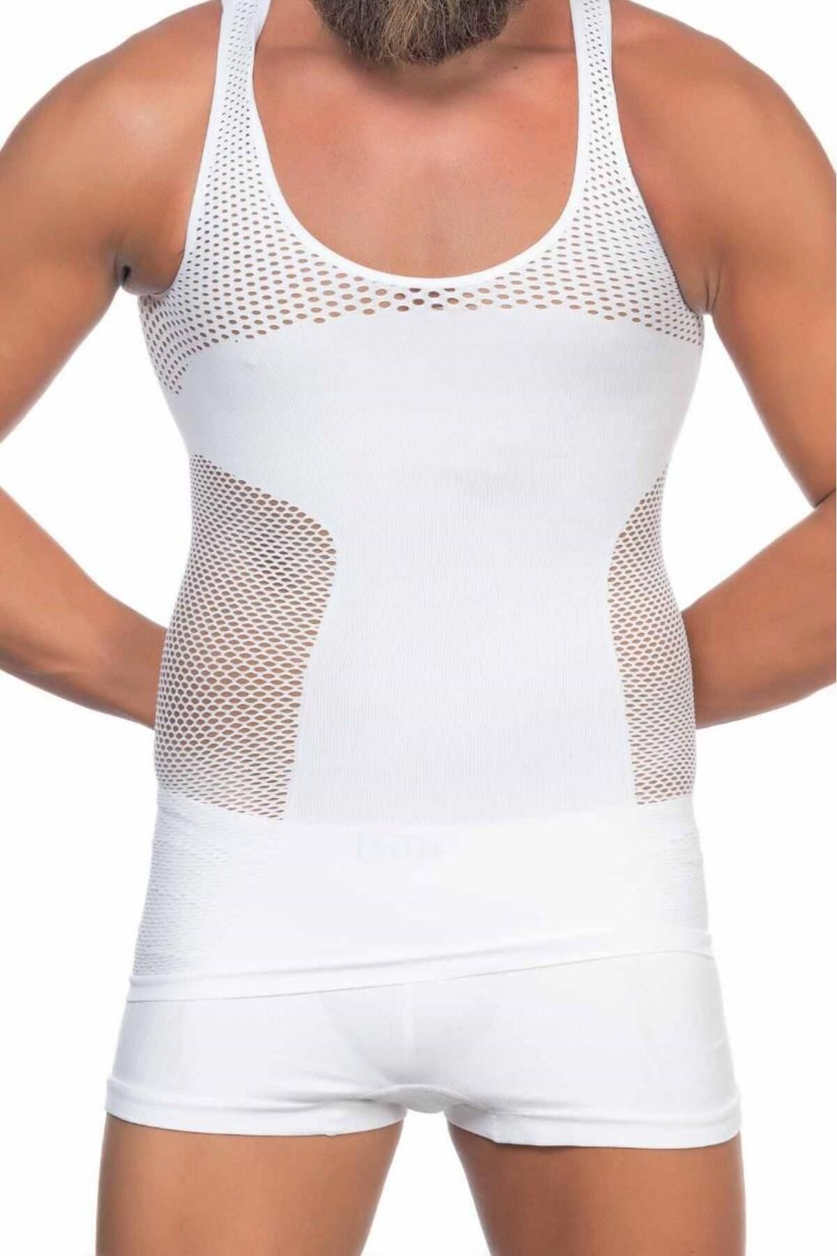 ASFSTORE BEYAZ MI Emay E1006 Fileli Erkek Korse Atlet