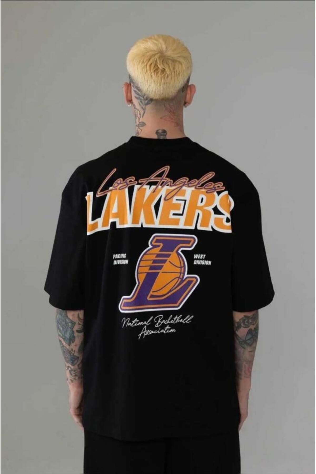 Ral Sport Unisex Oversize Lakers T-Shirt Siyah