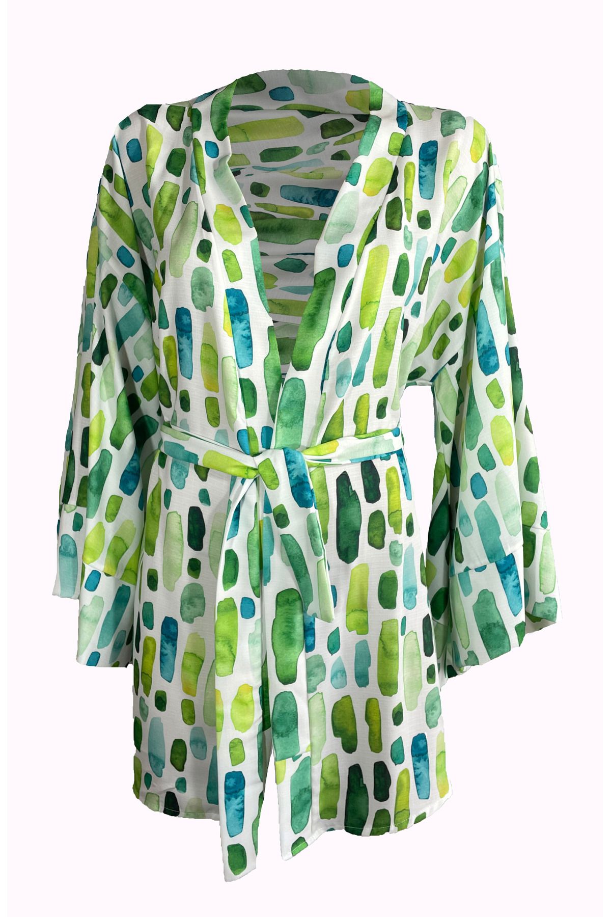 Bolder Naomi Yeşil Geometrik Desen Kimono