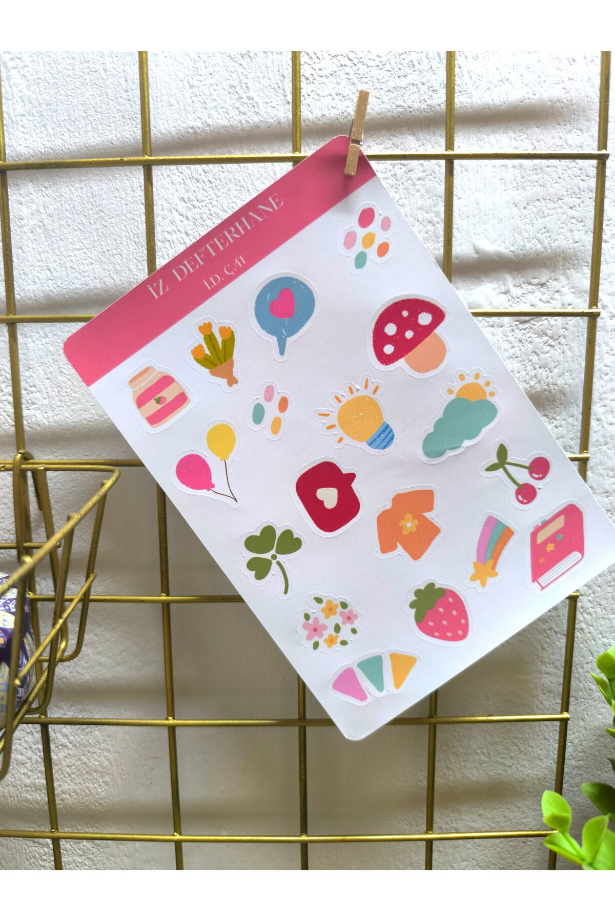 İZ DEFTERHANE Pembe Temalı Çıkartma Sticker ( Ajanda Defter ve Planlayıcılar için Uygundur)