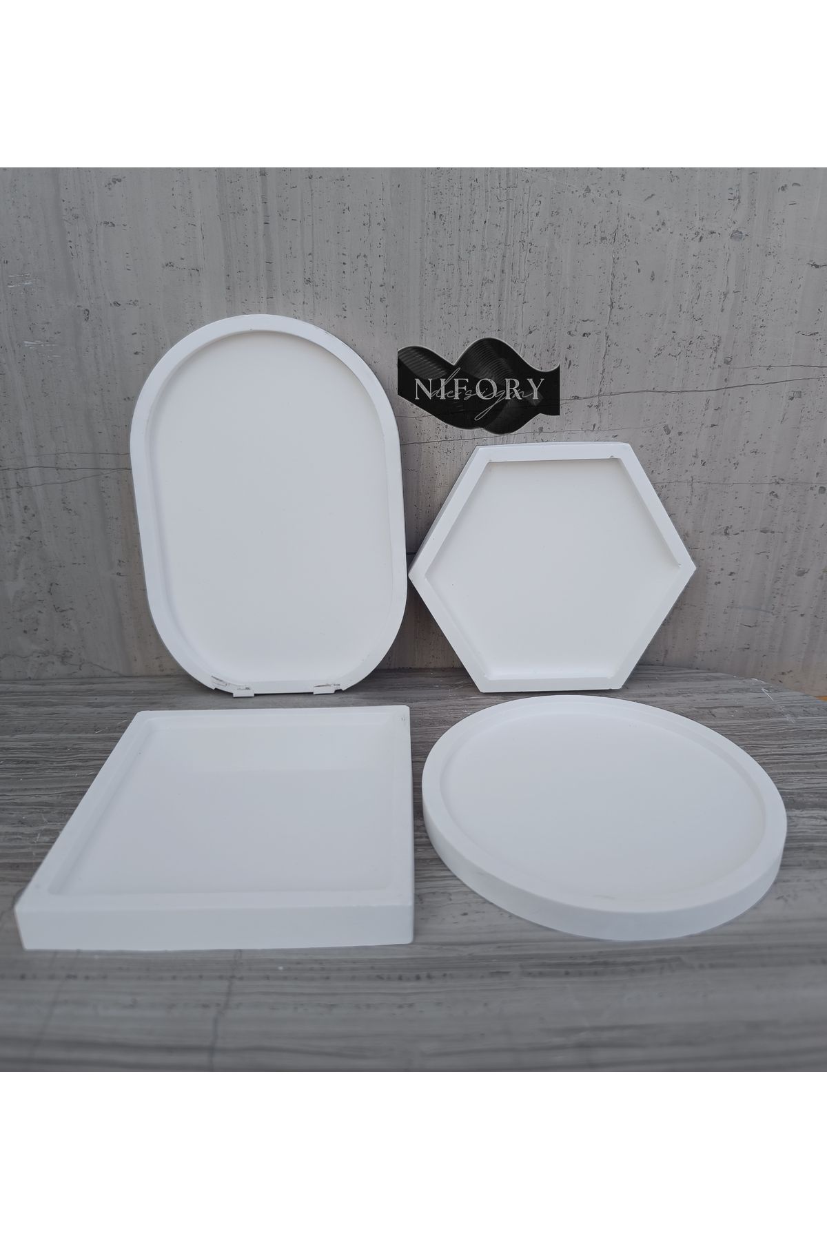 Nifory 520-N0210 Dekoratif Beton Sunum Aksesuar Set Beton Biblo Organizer Takımı Çok Amaçlı Dekoratif Set