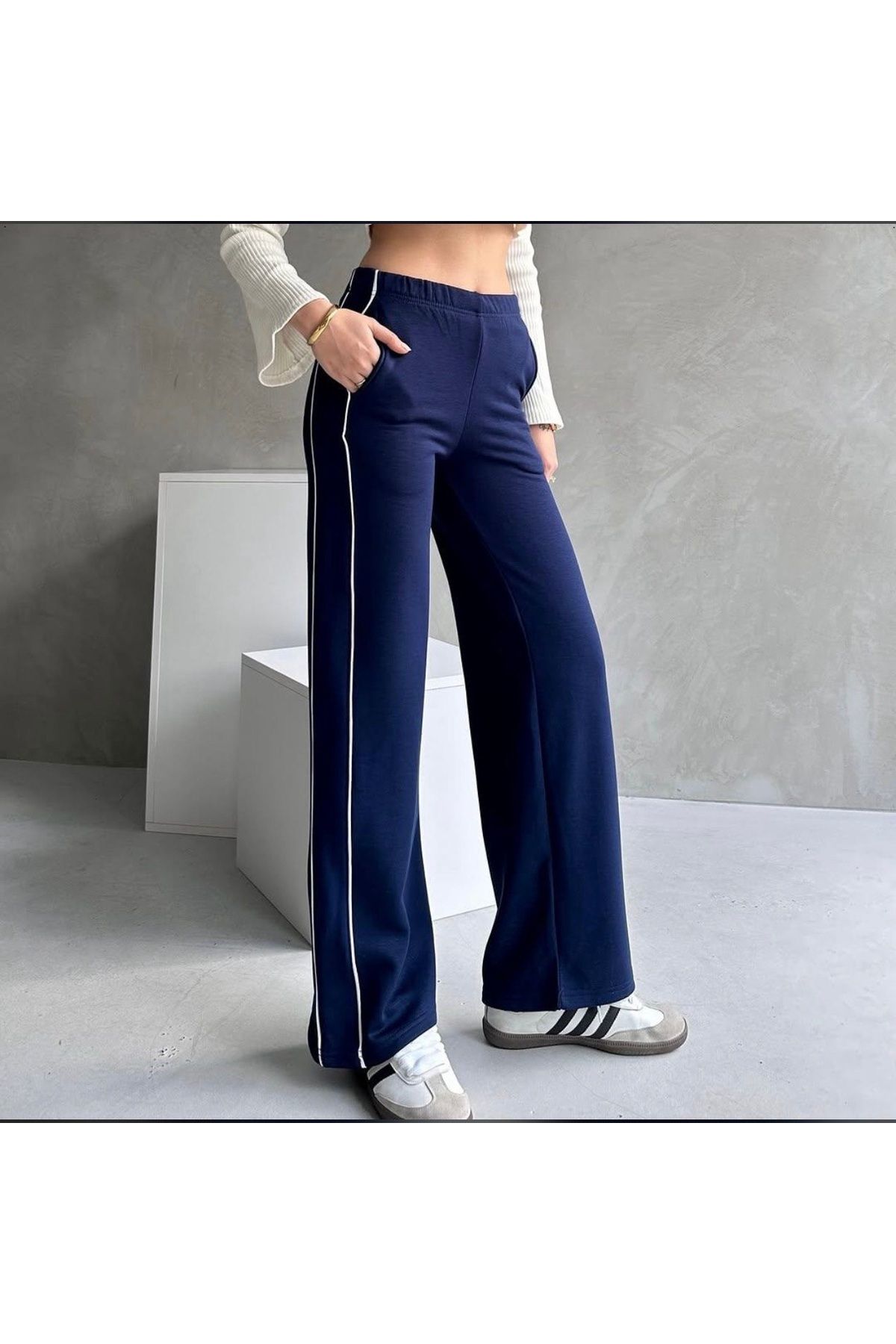 LİFERA Lifera Modal Kumaş Biyeli Eşofman Altı, Şerit Detaylı Pantalon
