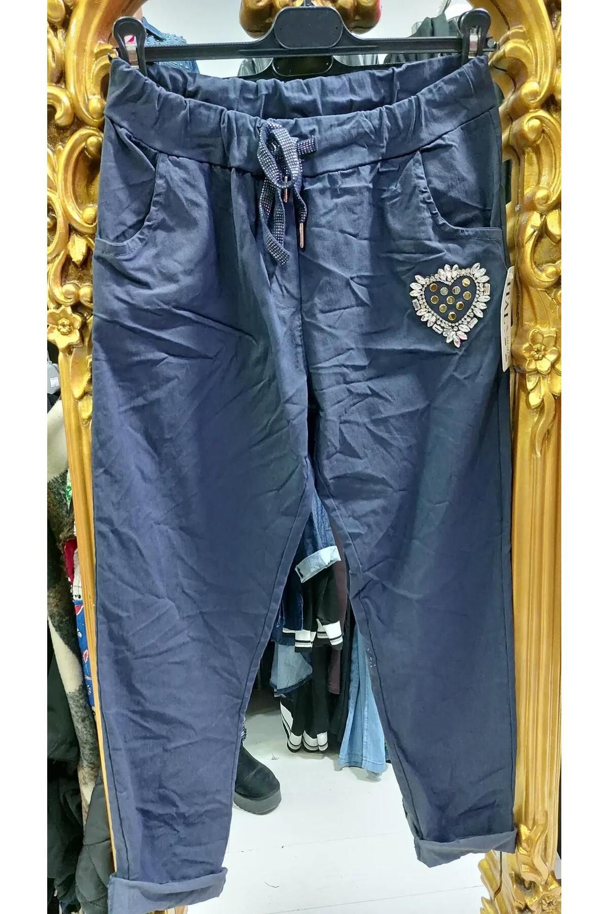 Butik Ayseba Kadın Kalpli Taşlı İtalyan Pantolon
