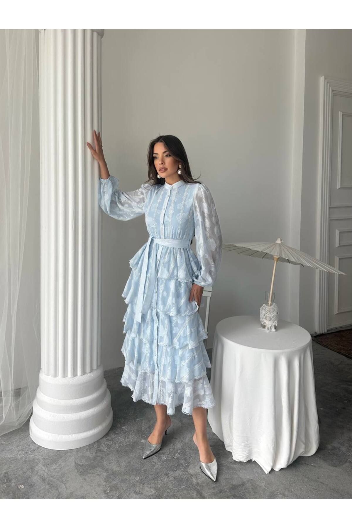 Butik Floral Frill Dress Elbise