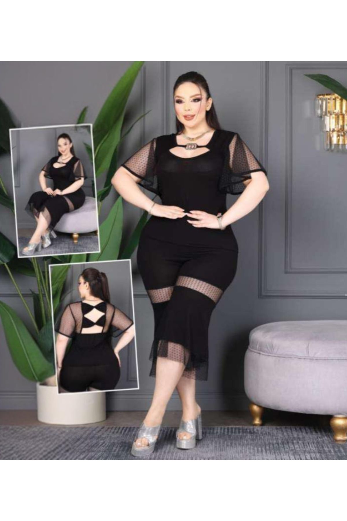 Eiline Kadın Siyah Kaprili Pijama