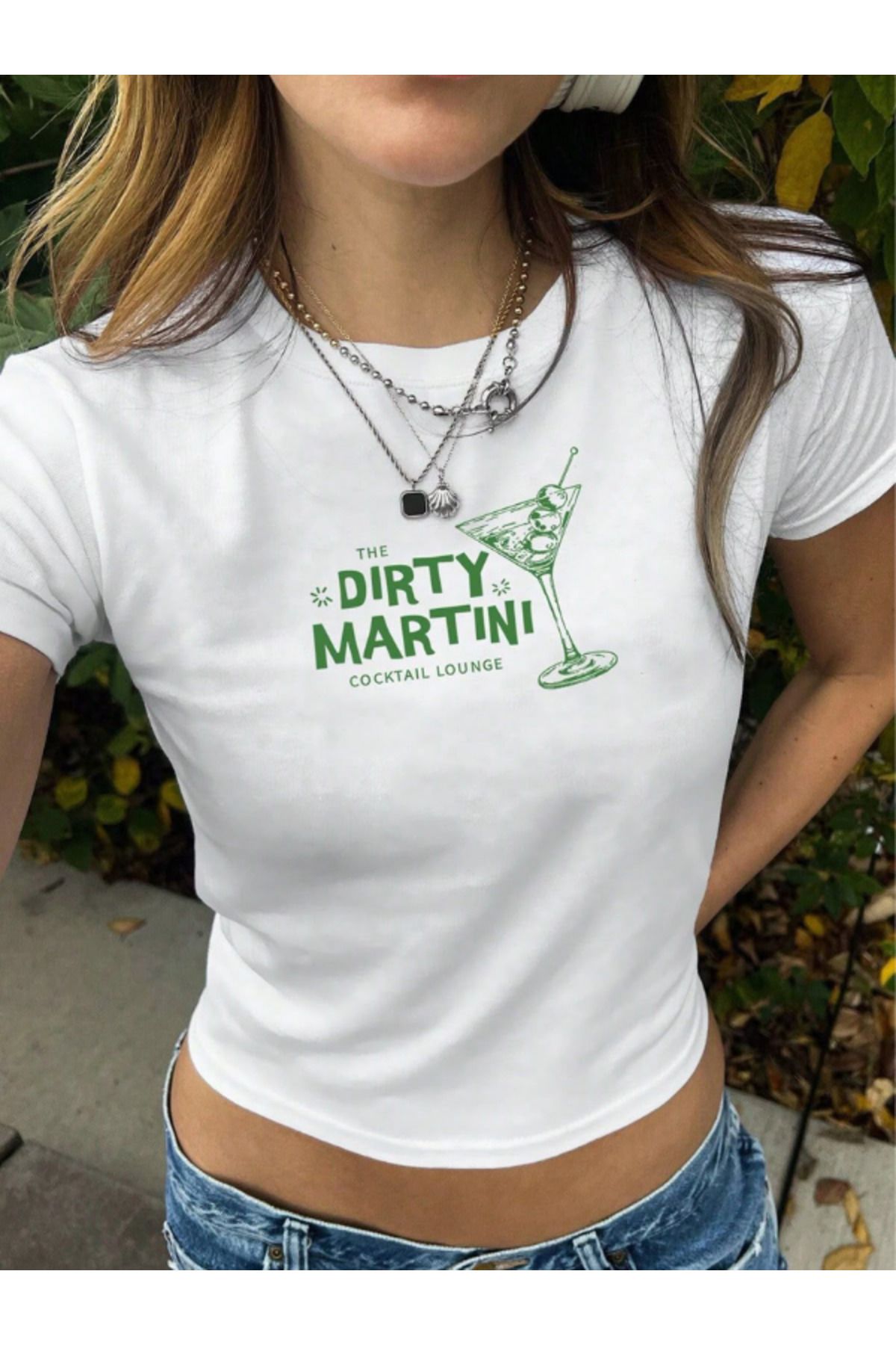 DEEFWEAR DREICH DIRTY MARTINI COCKTAIL BASKILI BEYAZ CROP