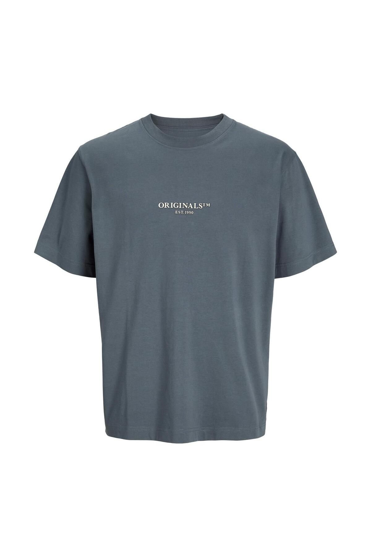 Jack & Jones Bisiklet Yaka Erkek Gri Tişört- 12273157