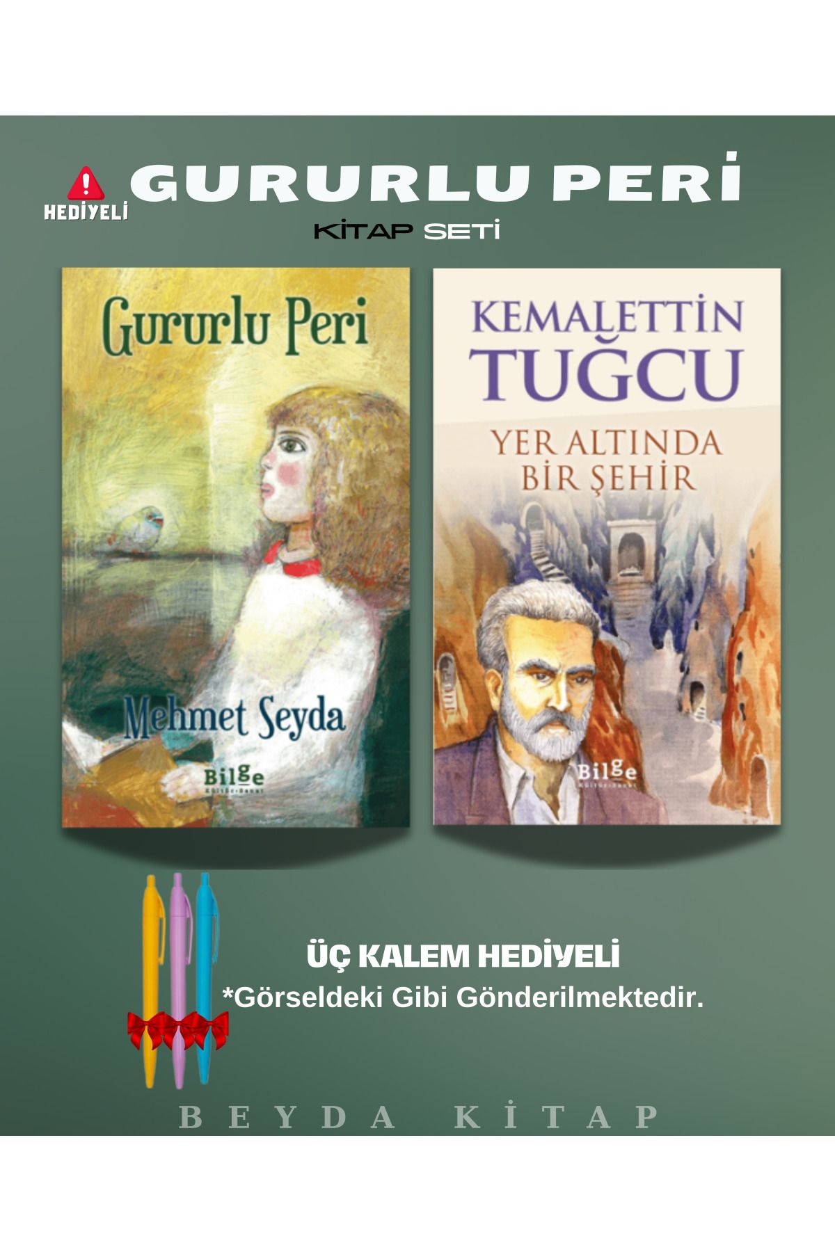 Bilge Kültür Sanat Gururlu Peri - Yer Altında Bir Şehir - Mehmet Seyda - Kitap Seti - Kalem Hediyeli