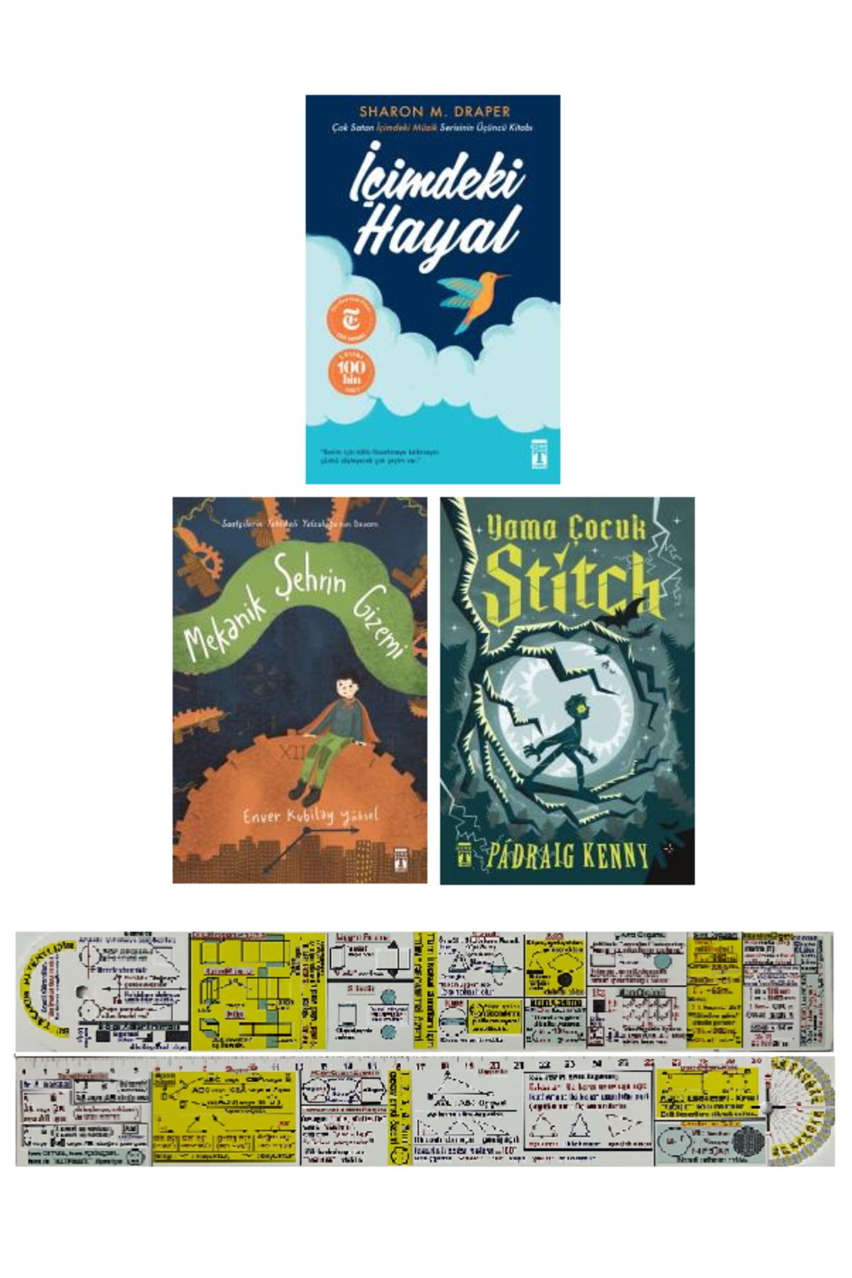 Genç Timaş İçimdeki Hayal + Mekanik Şehrin Gizemi + Yama Çocuk Stitch 3 Kitap Set + Mat. Öğreten Cetvel