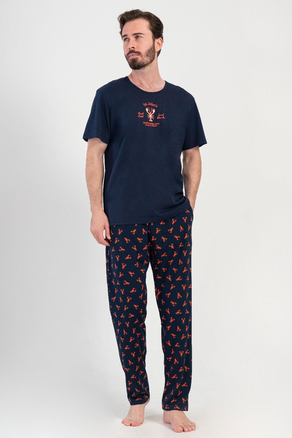 VİENETTA Erkek Kısa Kol Lacivert Pijama Takım C9T1N1O804