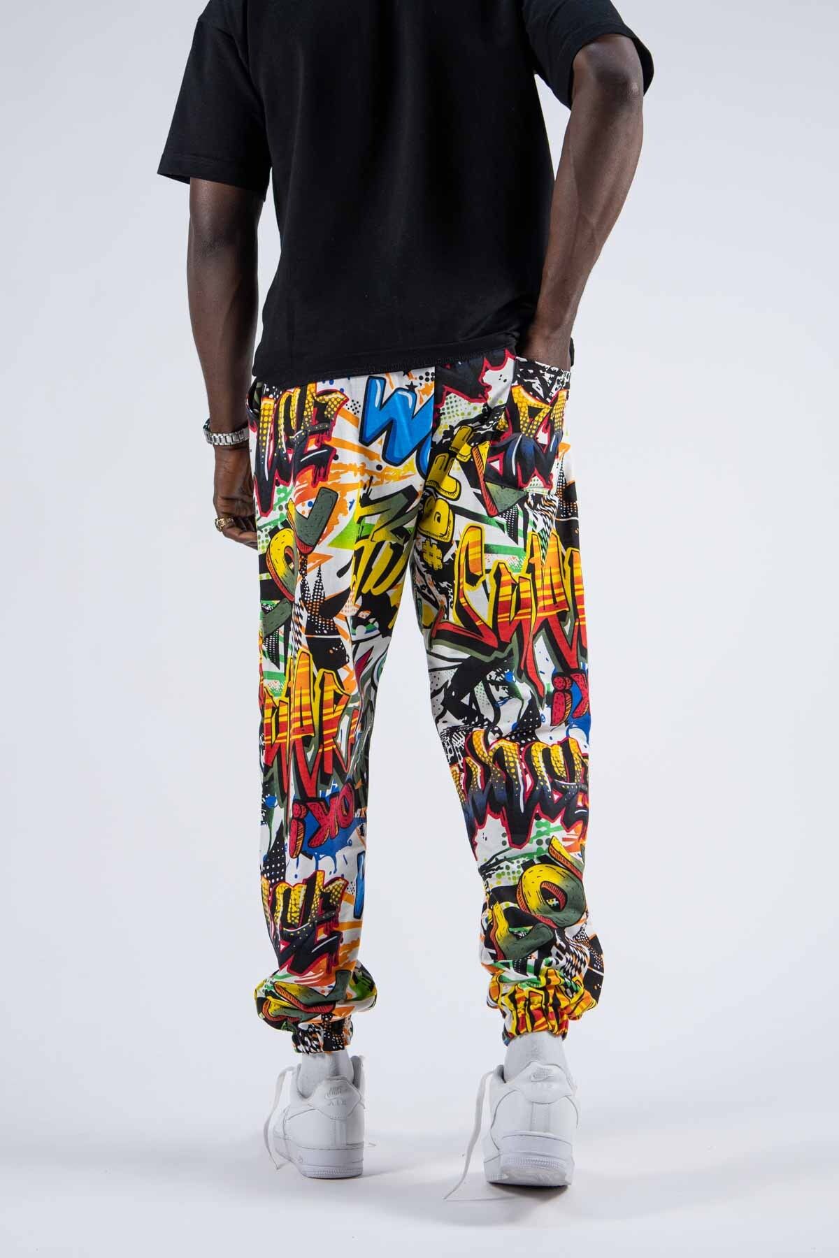 SUPERBLUE-Men's Printed Patterned Loose Colorful Jogger Pants 4