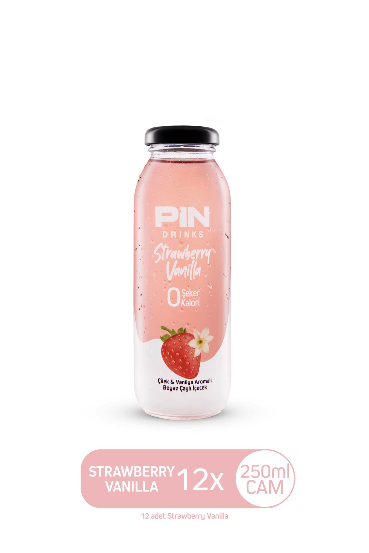 Pin Strawberry Vanilla Beyaz Çaylı Özel Seri - Şekersiz & Kalorisiz 250 Mlx12 Adet Ice Tea
