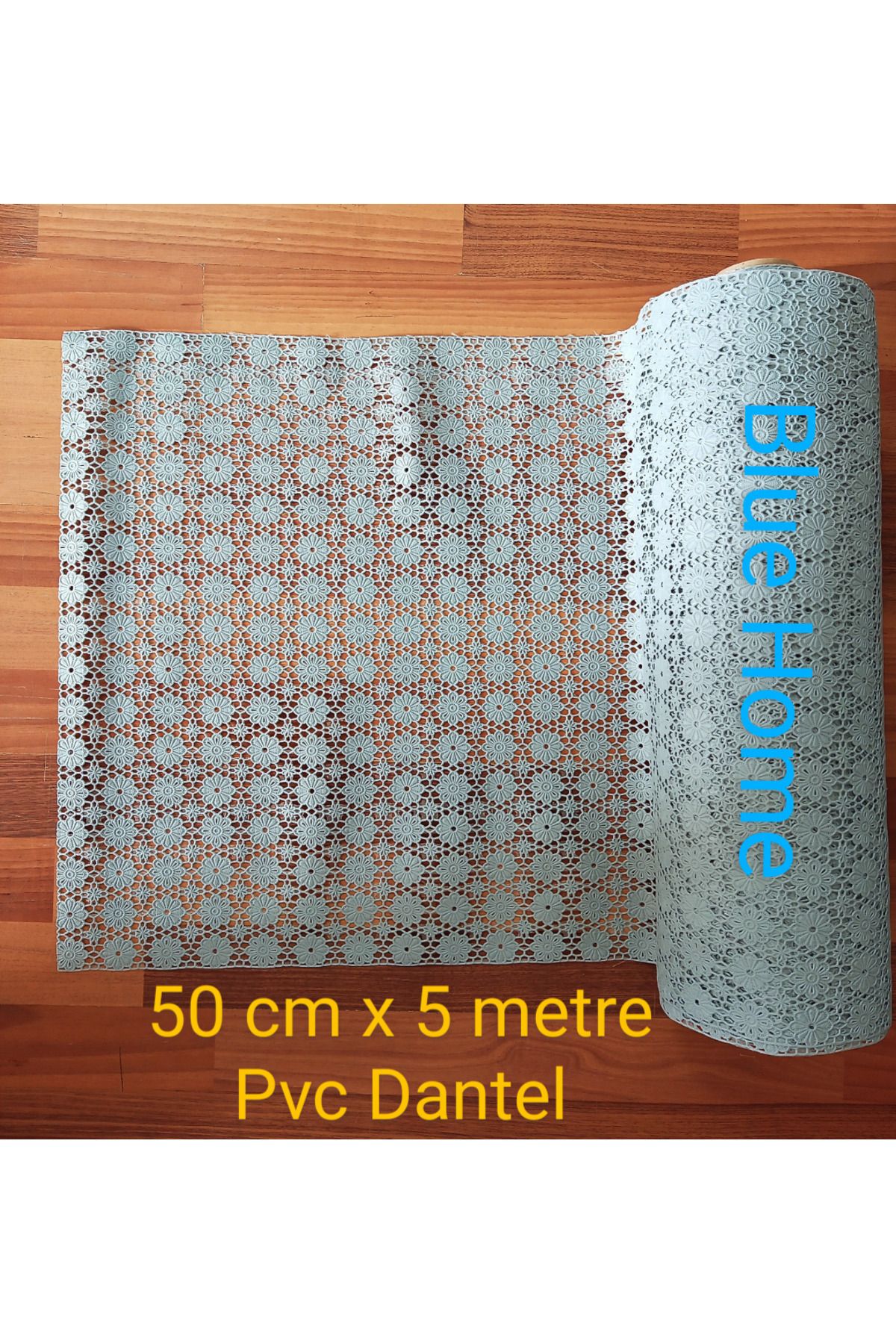 Blue Home Dantel Pvc Buz Dolabı Ayakkabılık Raf Dolap Çekmece Örtü / Eni : 50 cm x 5 Mt RENK A.GRİ GÜL5
