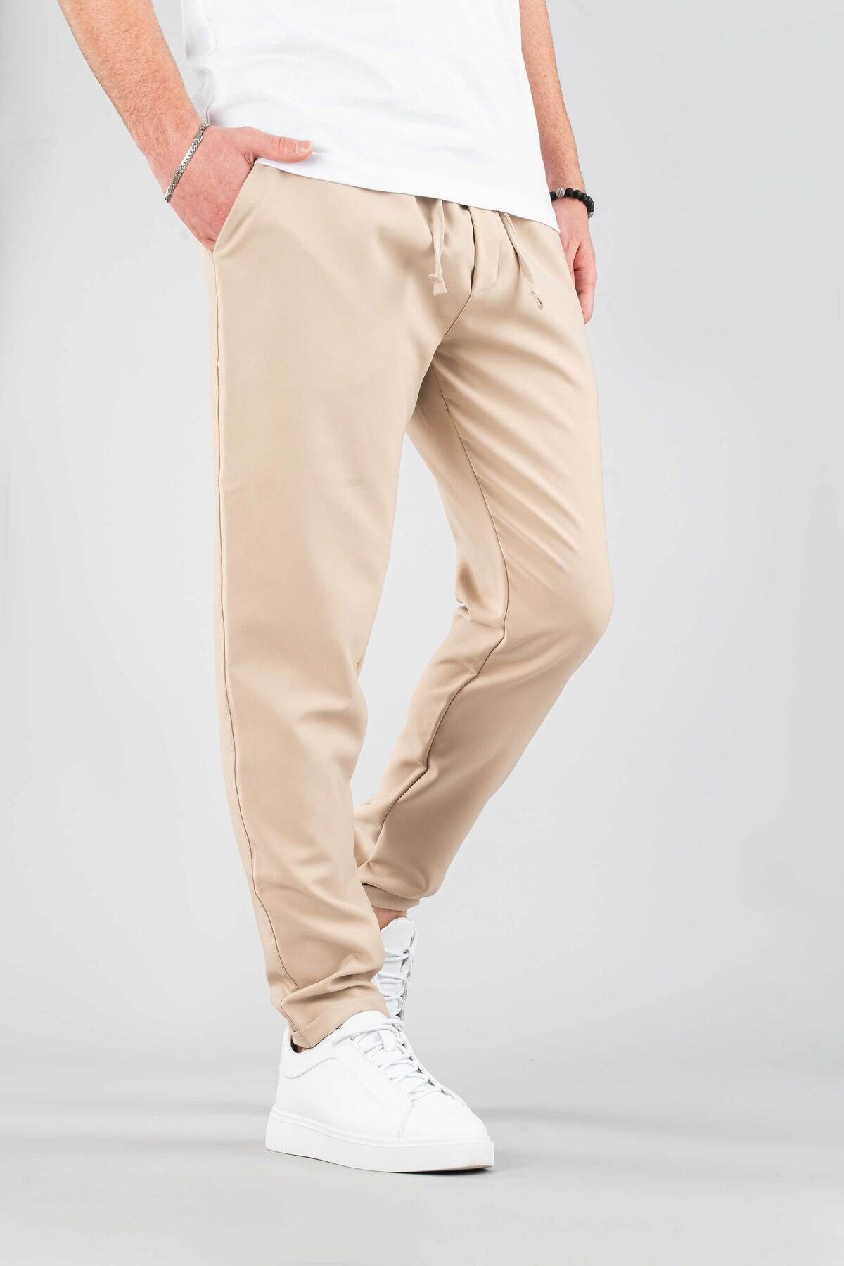 bombe Erkek Jogger Pantolon Beli Lastikli İpli Pamuklu Rahat Boyfriend Pantolon