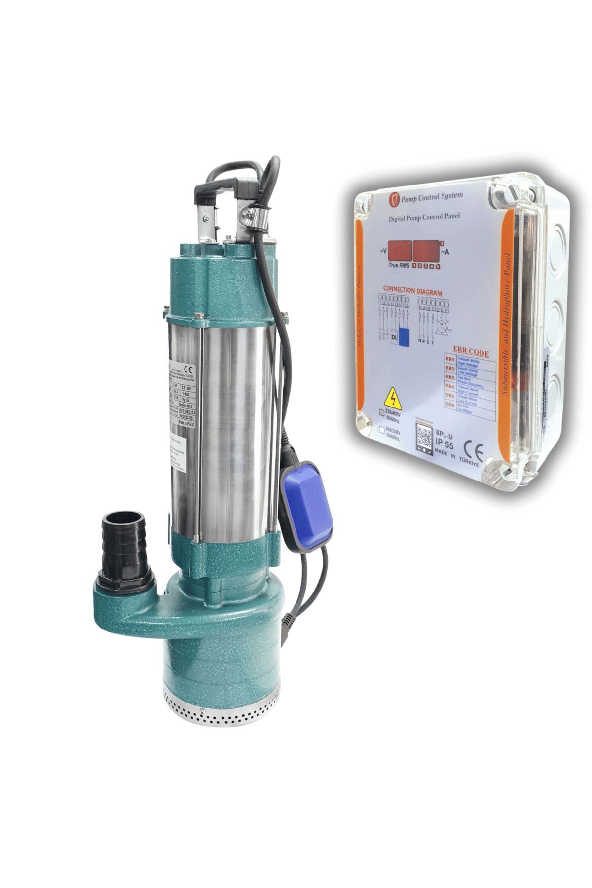 logipump Varan QDX 6-39/3-1.5A KORUMA PANOLU Temiz Su Yüksek İrtifa Dalgıç Pompa 2 HP / 1.5 kW, Monofaze 220