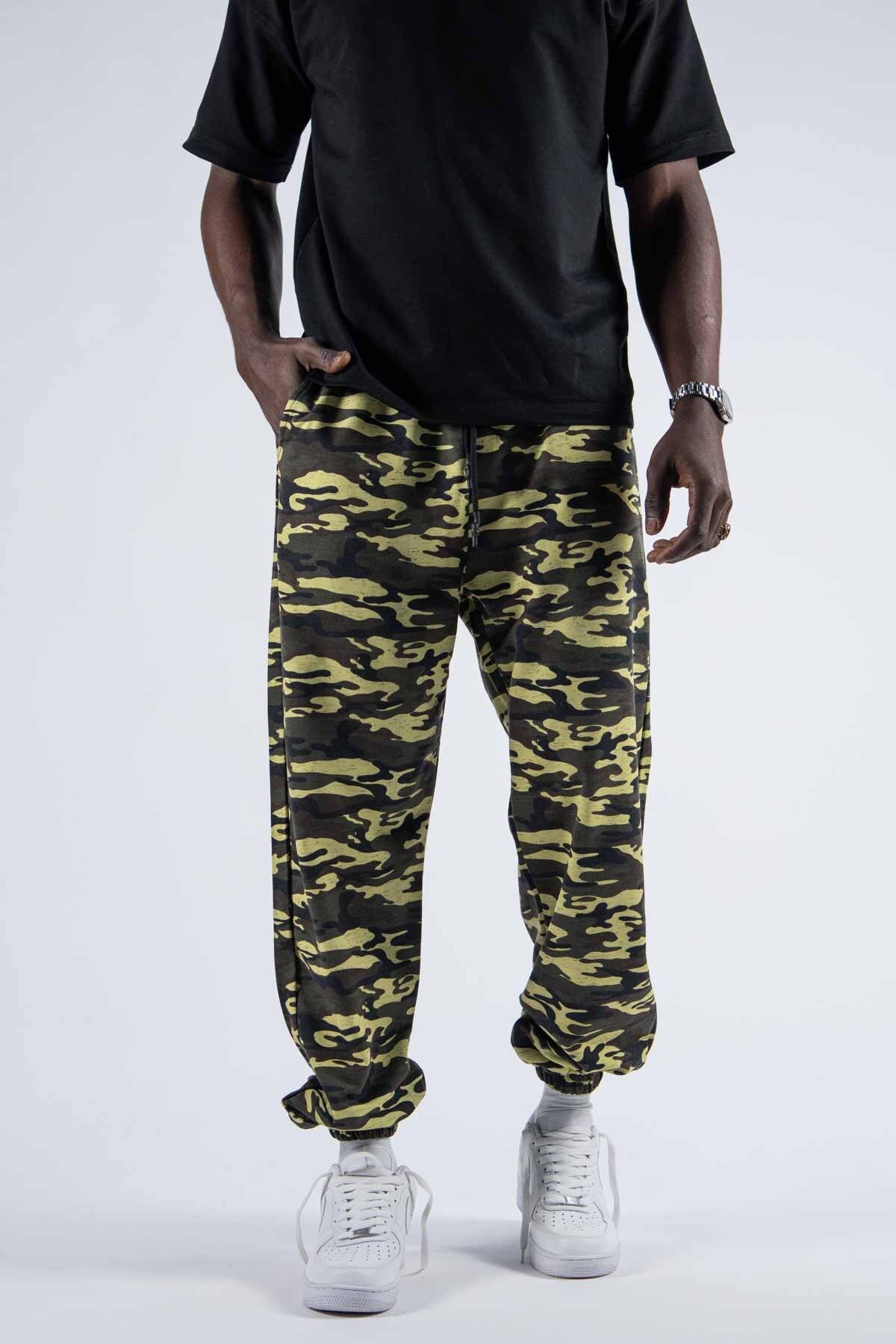 SUPERBLUE Unisex Dijital Baskılı Kamuflaj Jogger Lastik Paça Cepli Eşofman Altı Pantolon