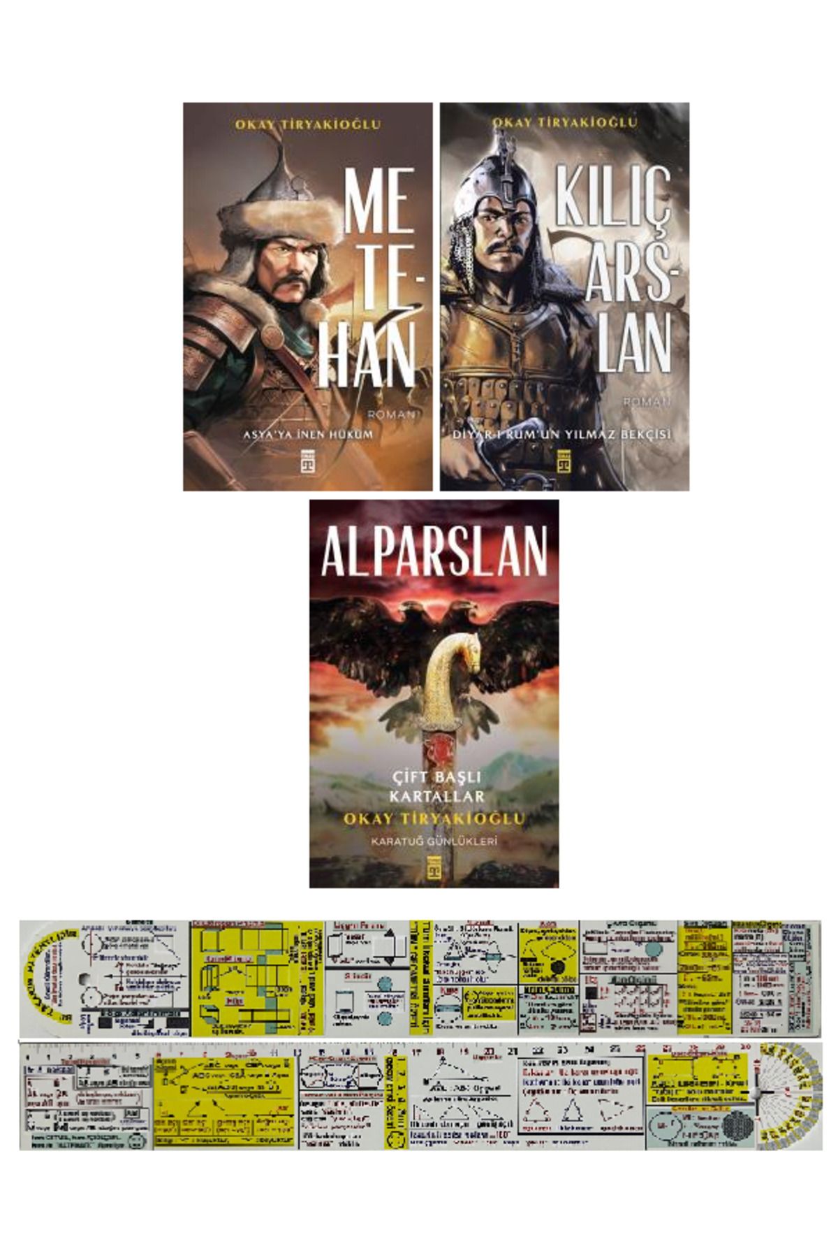 Timaş Yayınları Okay Tiryakioğlu 3 Kitap / Met3han - Kılıçarslan - Alparslan + Mat. Öğreten Cetvel
