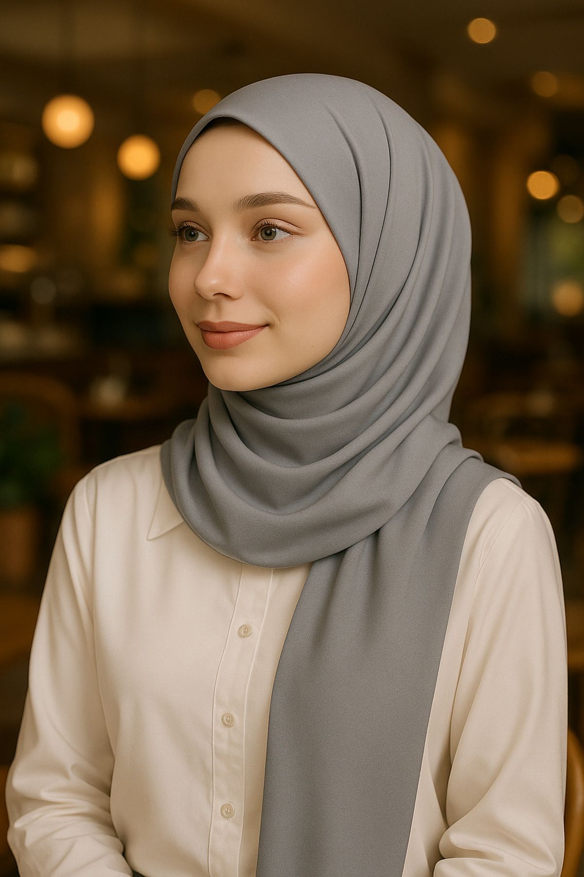 SEEMA Gümüş Janjan Şifon Şal