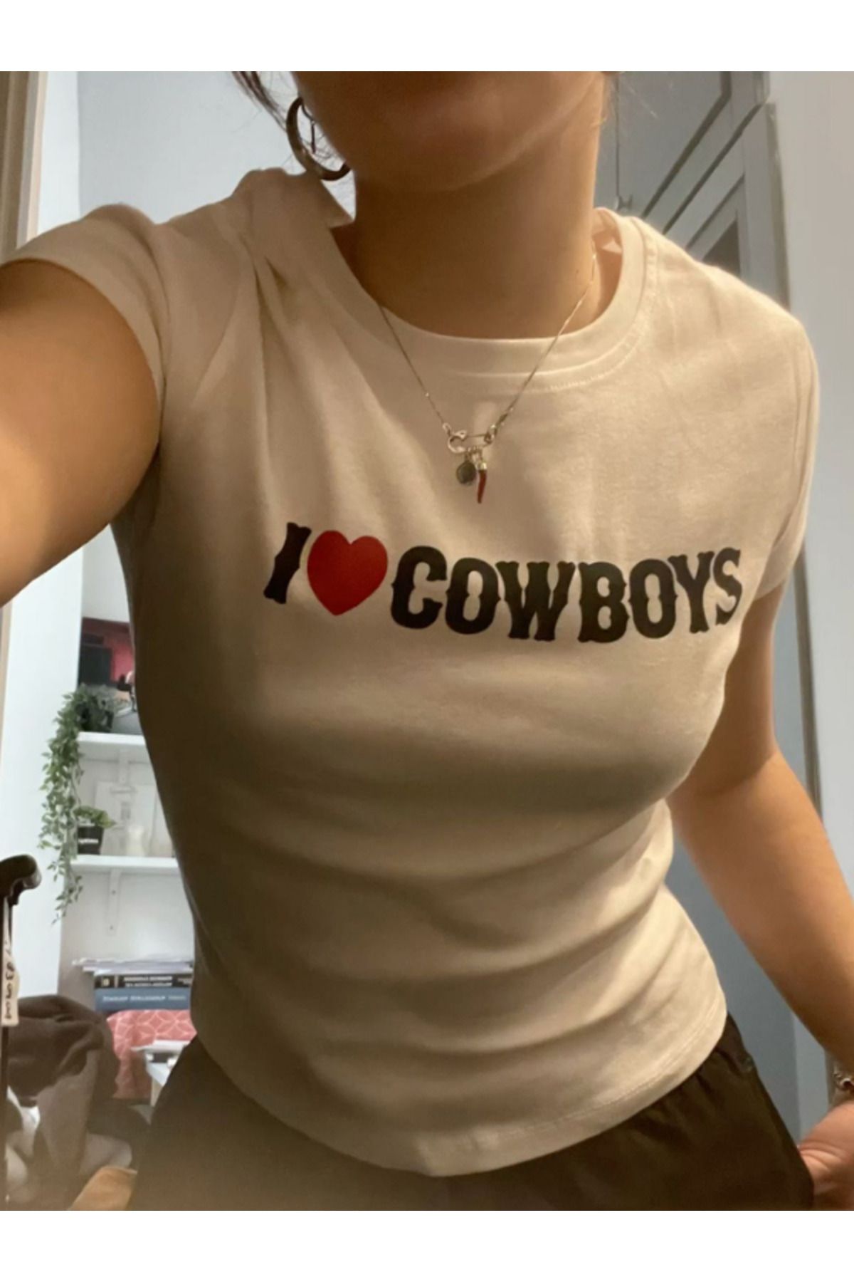 DEEFWEAR DREICH I LOVE COWBOYS (2) BASKILI BEYAZ CROP