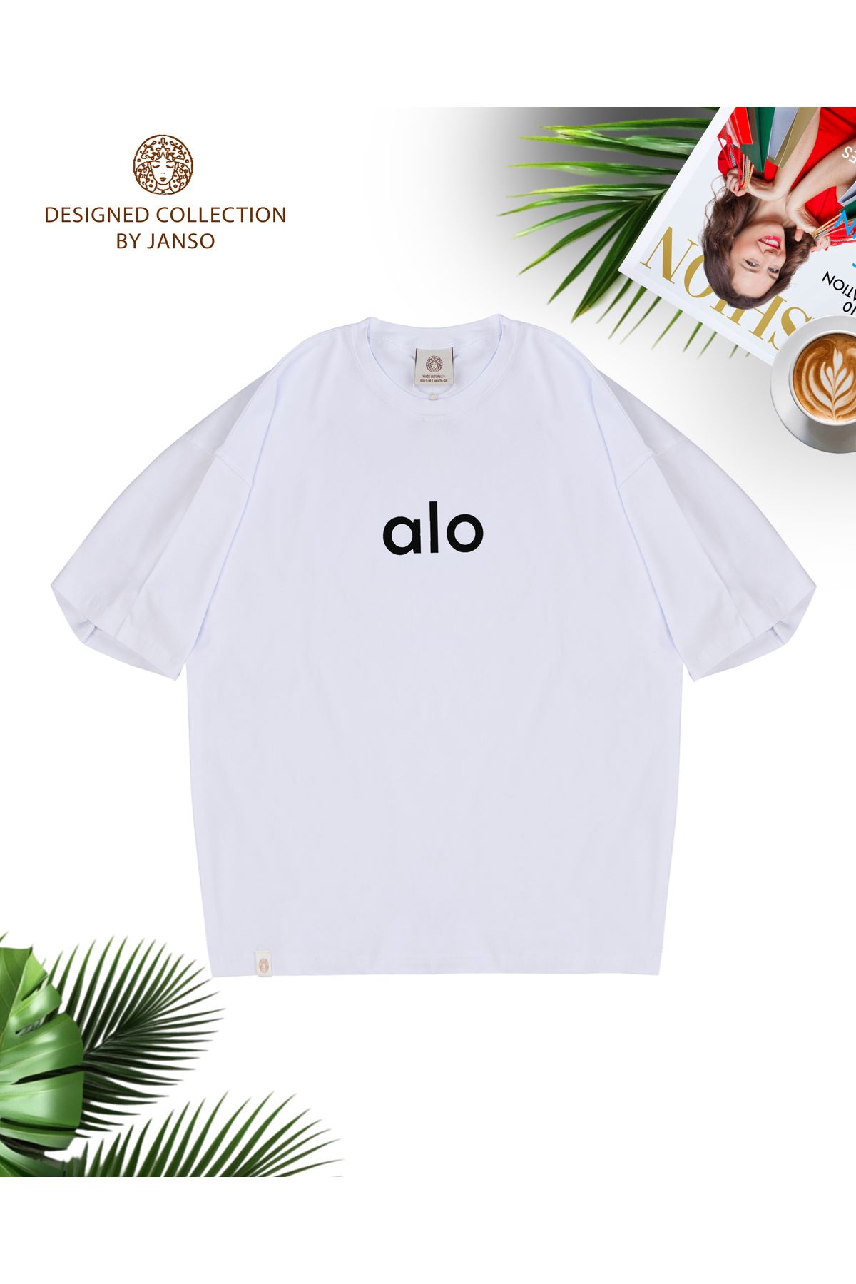 ACTIVE MODA -KADIN KISA KOLLU TSHIRT BASKILI BÜYÜK BEDEN