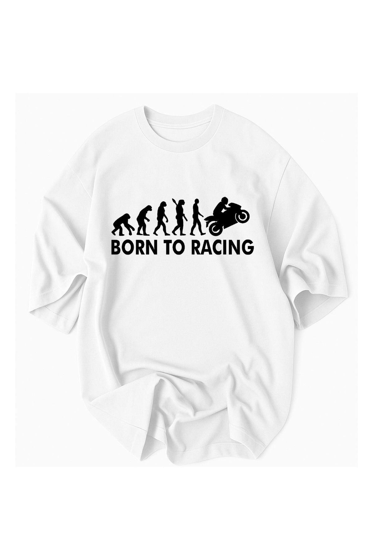 Racıng Oversize RACING Motorsport Tişörtleri - RACING® Resmi Koleksiyon -BORN TO RACING %100 Pamuk T-Shirt