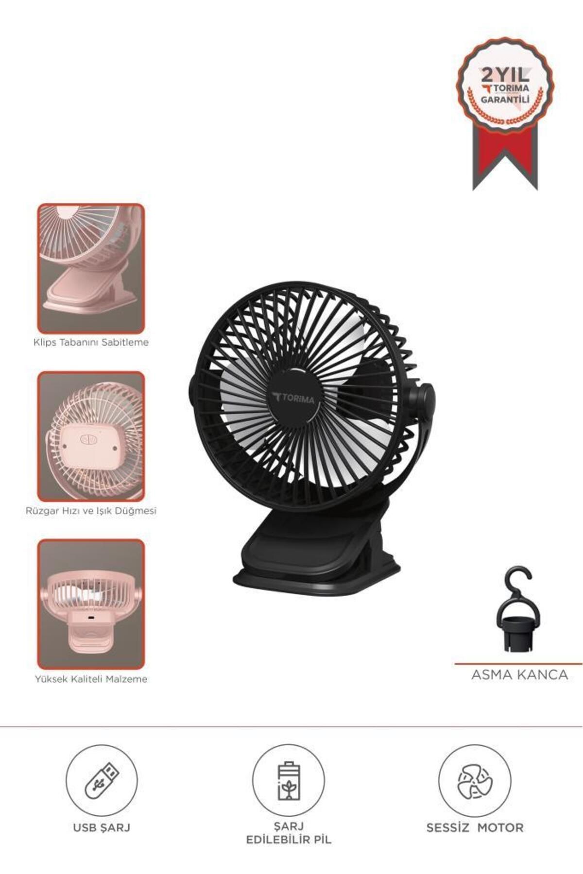 Torima F-15 Siyah Mini Fan Vantilatör