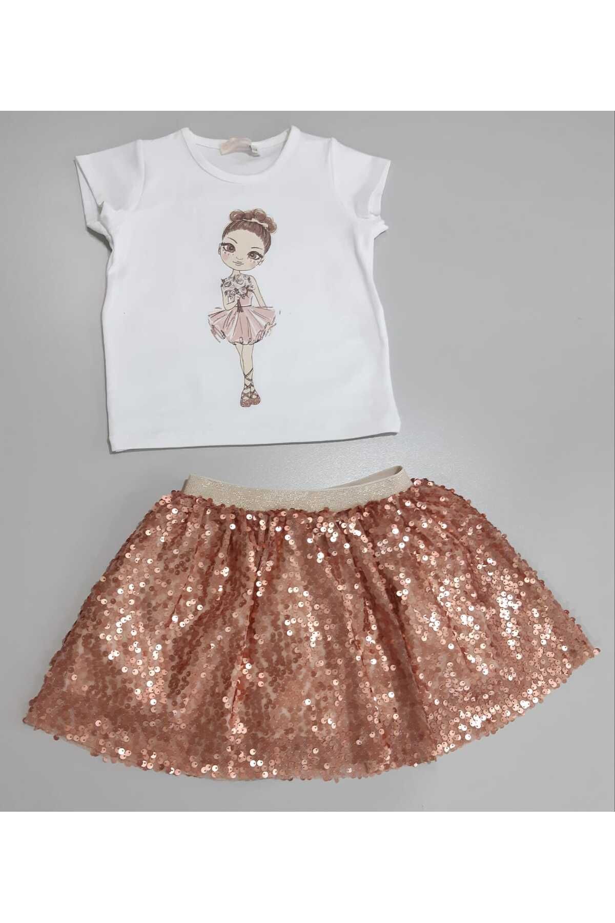 Sönmez Baby PULLU DANS ETEKLİ YAZLIK İKİLİ KIZ BEBE ÇOCUK TAKIM