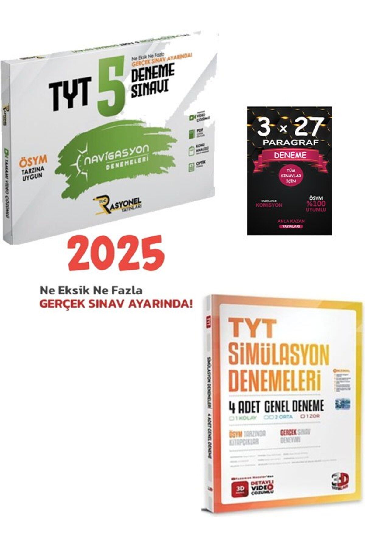 Anla Kazan Yayınları 3D+Rasyonel Yayınları TYT Simülasyon+Navigasyon Genel Deneme Seti + AnlaKAzan PAragraf