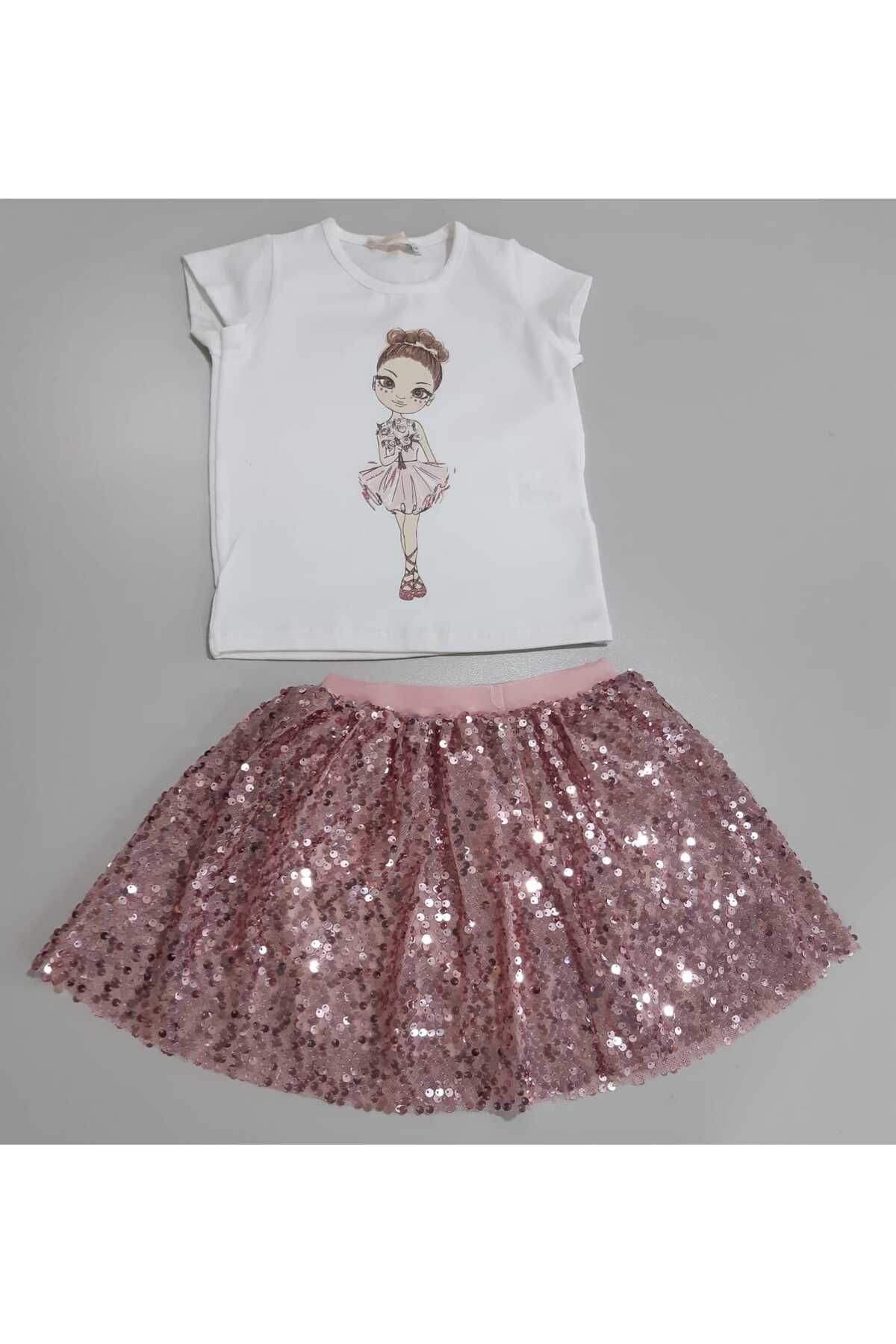 Sönmez Baby PULLU DANS ETEKLİ YAZLIK İKİLİ KIZ BEBE ÇOCUK TAKIM