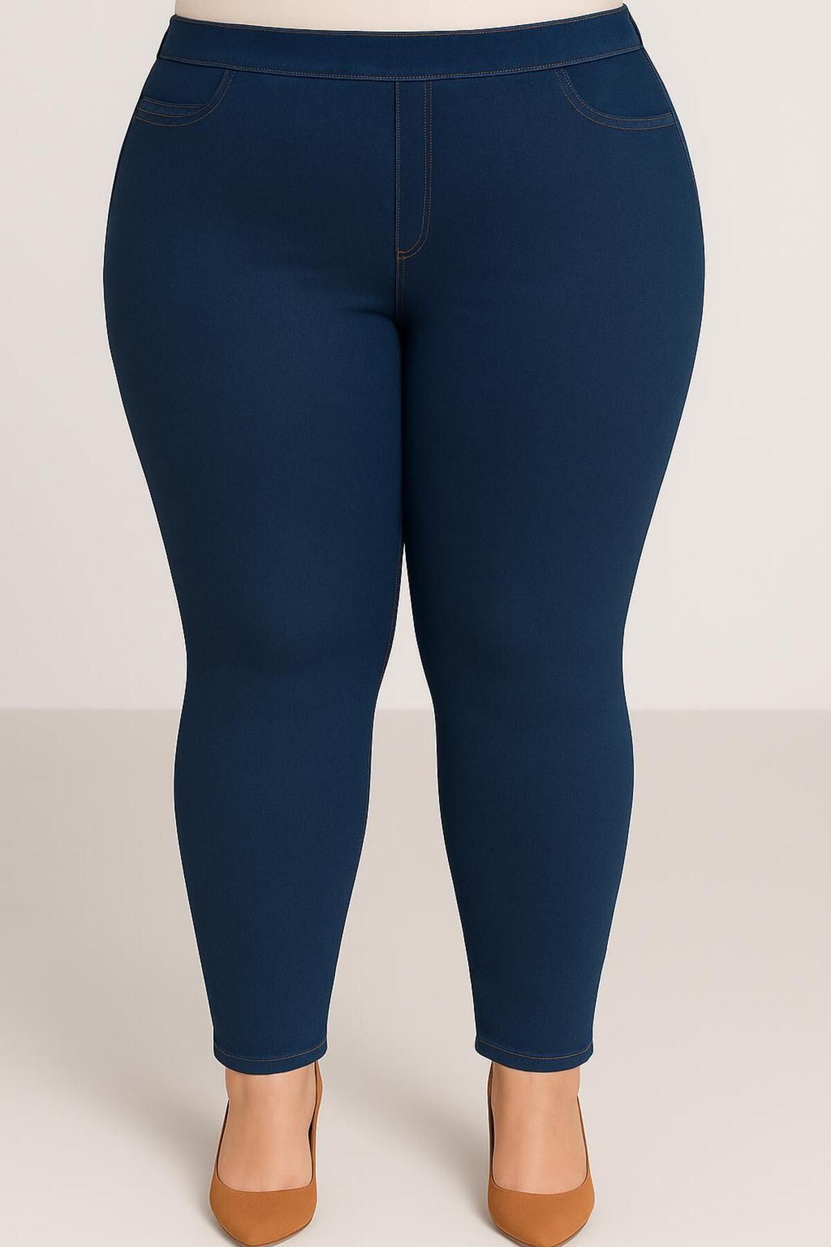 ELONİ BÜYÜK BEDEN BELİ LASTİLKİ DAR PAÇA KOT PANTOLON