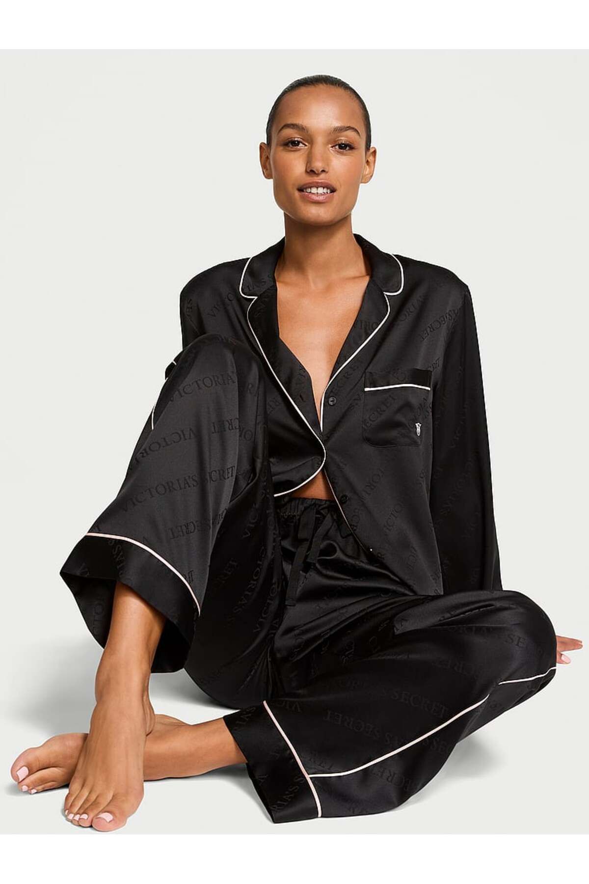 Victoria's Secret Glazed Saten Uzun Pijama Takımı