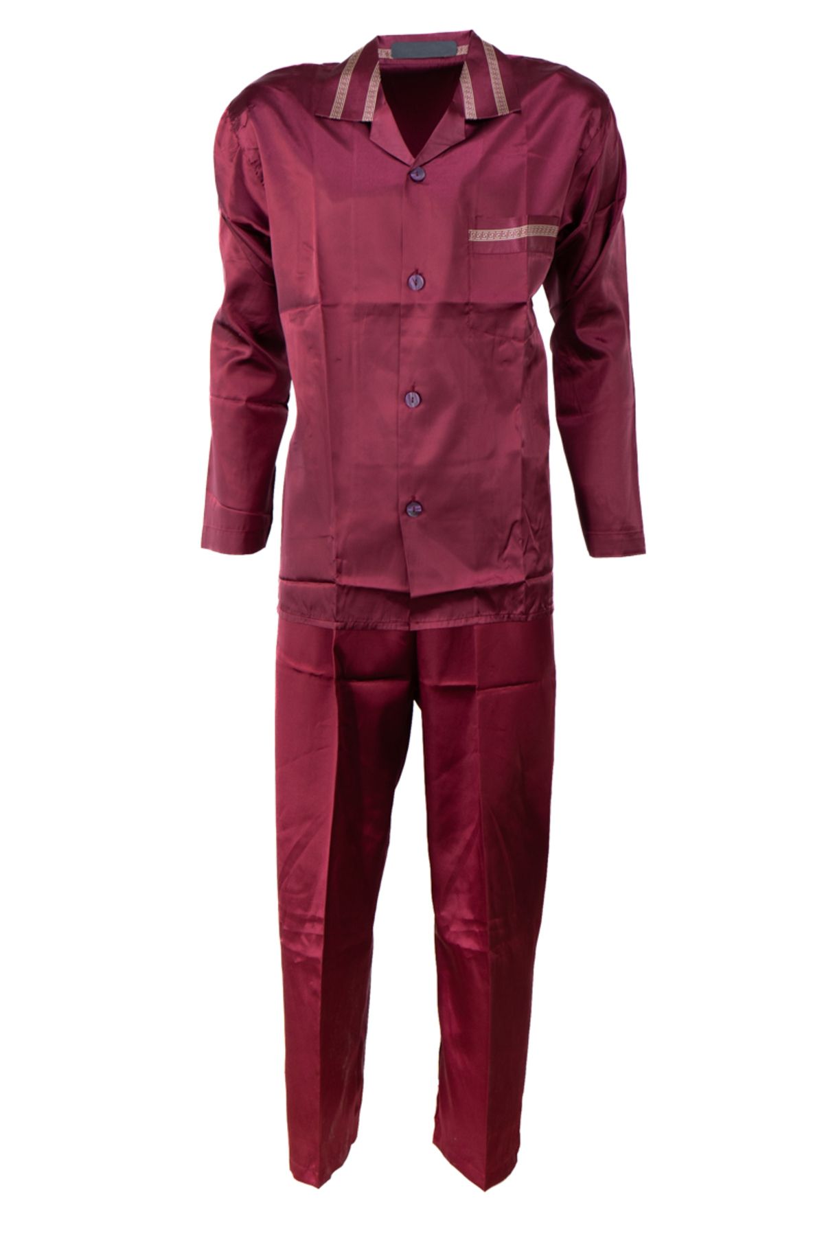 Oppland Erkek Şık Klasik Model Pijama Takımı Premium Saten Kumaş Murcia Model Cepli Tam Kalıp