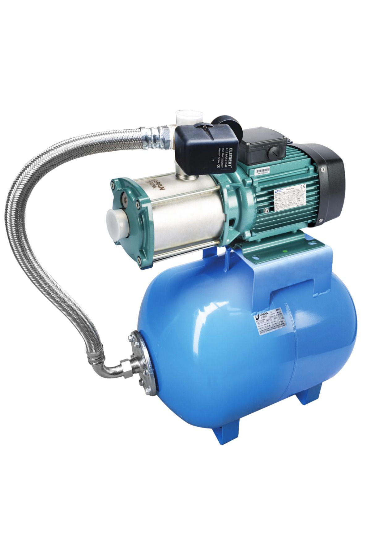 logipump Varan BM4-9x6 HID/100 LT Tanklı Yatay Kademeli Hidrofor 4 HP / 3 kW, Monofaze 220 V, 63 - 76 Mss