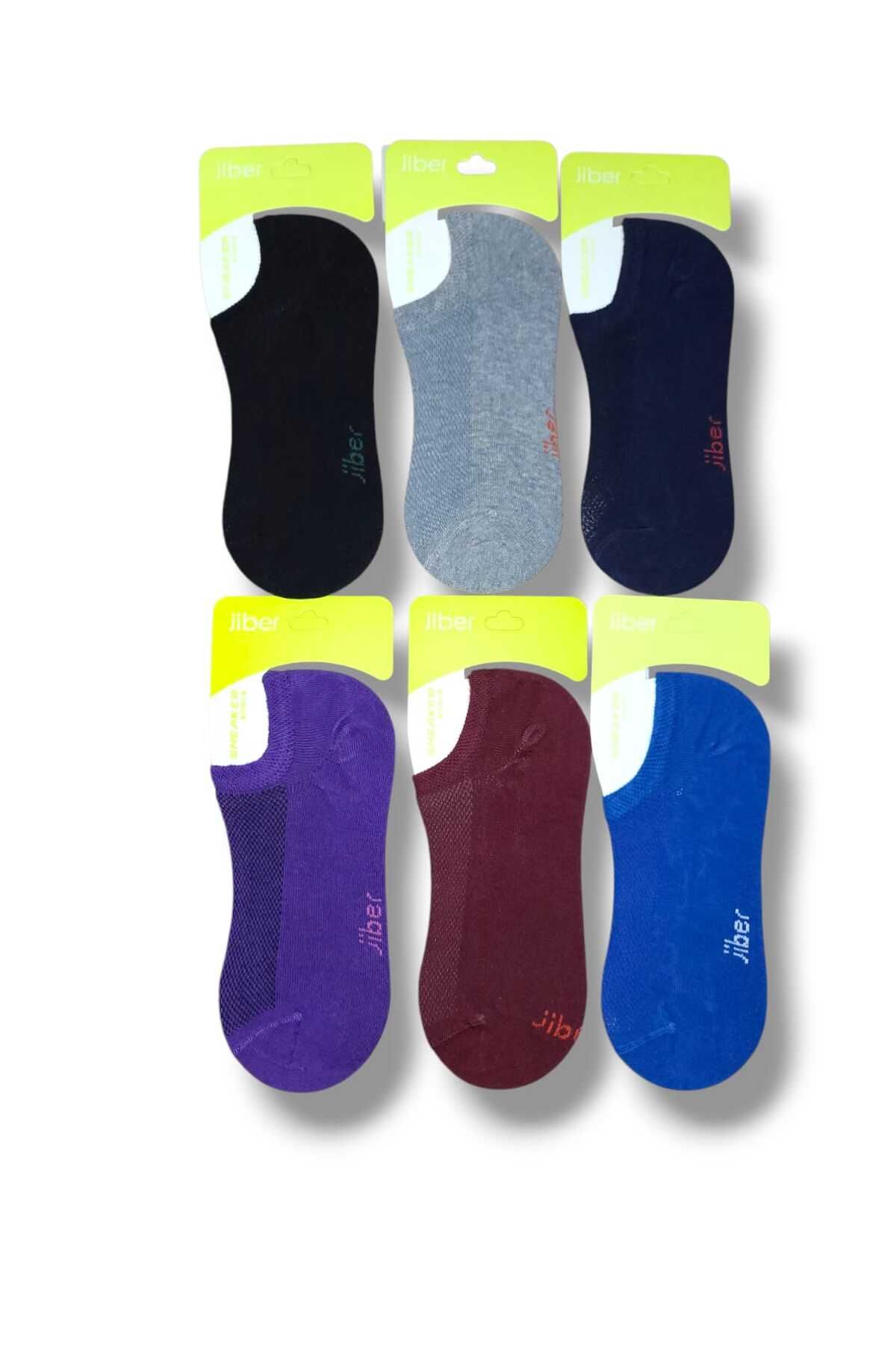 Fanilam Jiber Kadın Sneaker Pamuklu Görünmez Çorap- Burun Dkişsiz Terletmeyen Yumuşak Dokulu 6 Adet