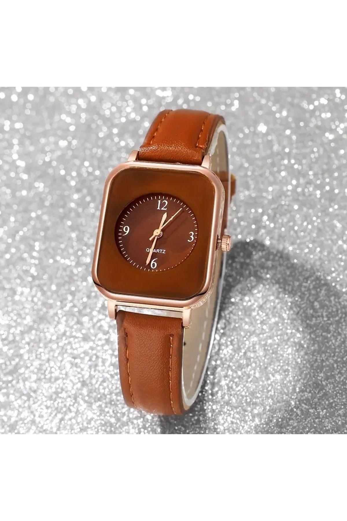 Feron accessories Kadın Şık Deri Kordonlu Kare Kasa Quartz Kol Saati - 3 Renk B-104