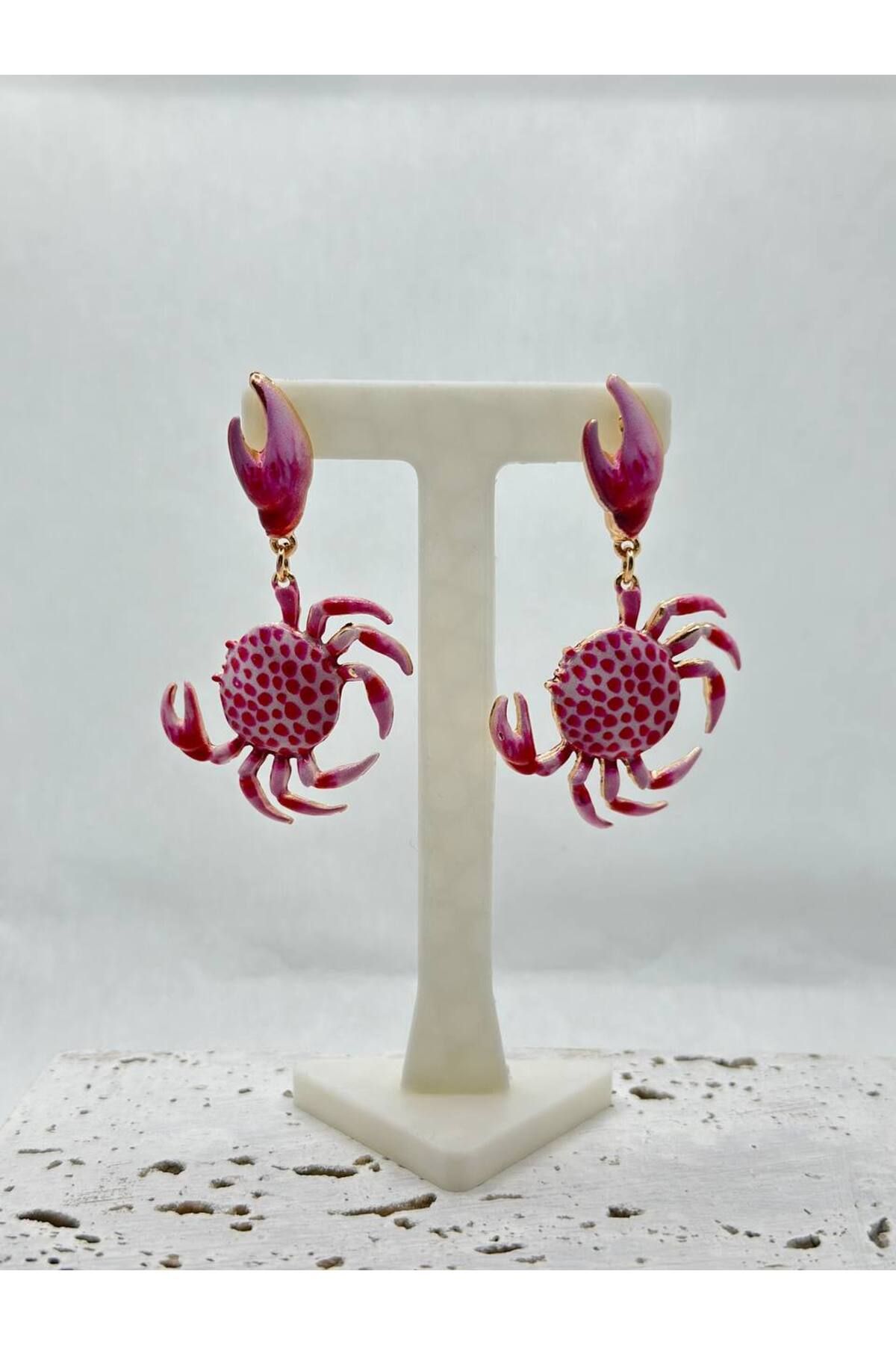 lysiaaccessory ZR Model Pembe Yengeç Küpe