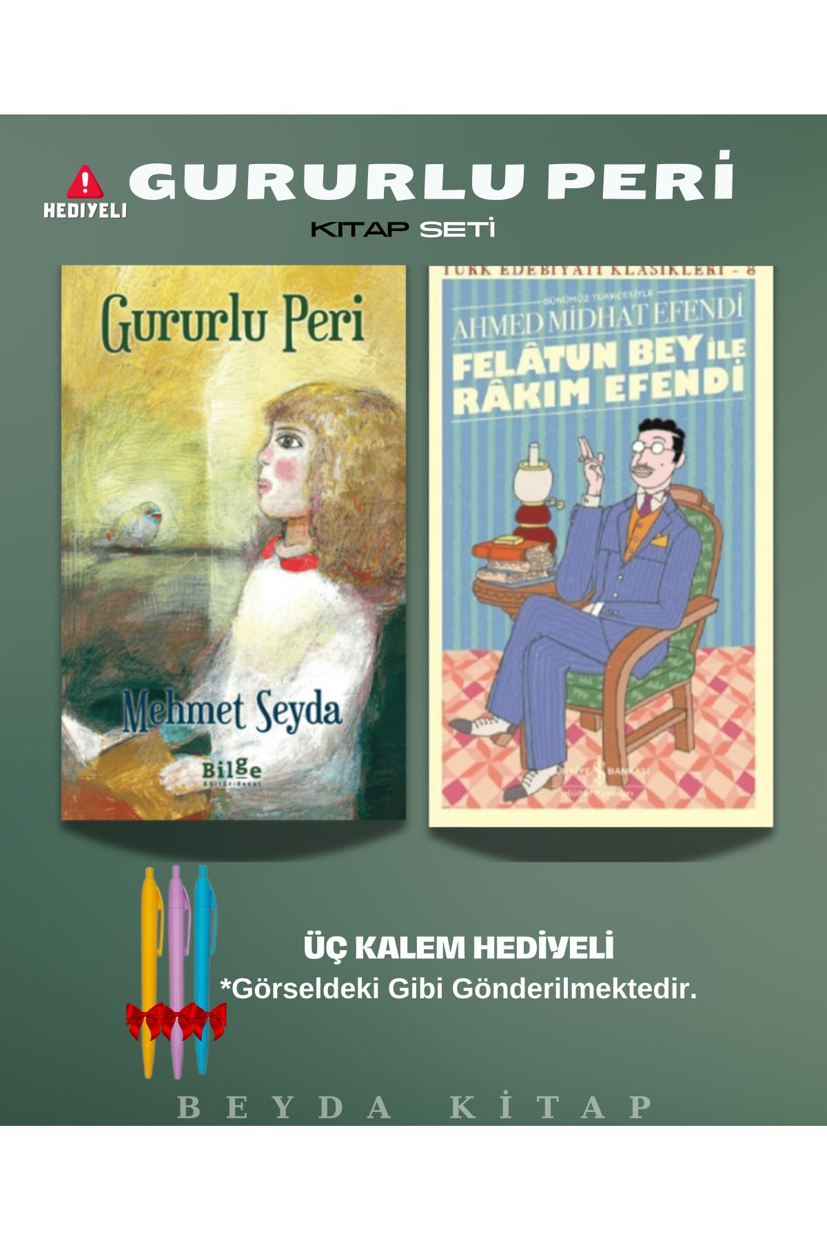 Bilge Kültür Sanat Gururlu Peri - Felatun Bey İle Rakım Efendi - Mehmet Seyda - Kitap Seti - Kalem Hediyeli