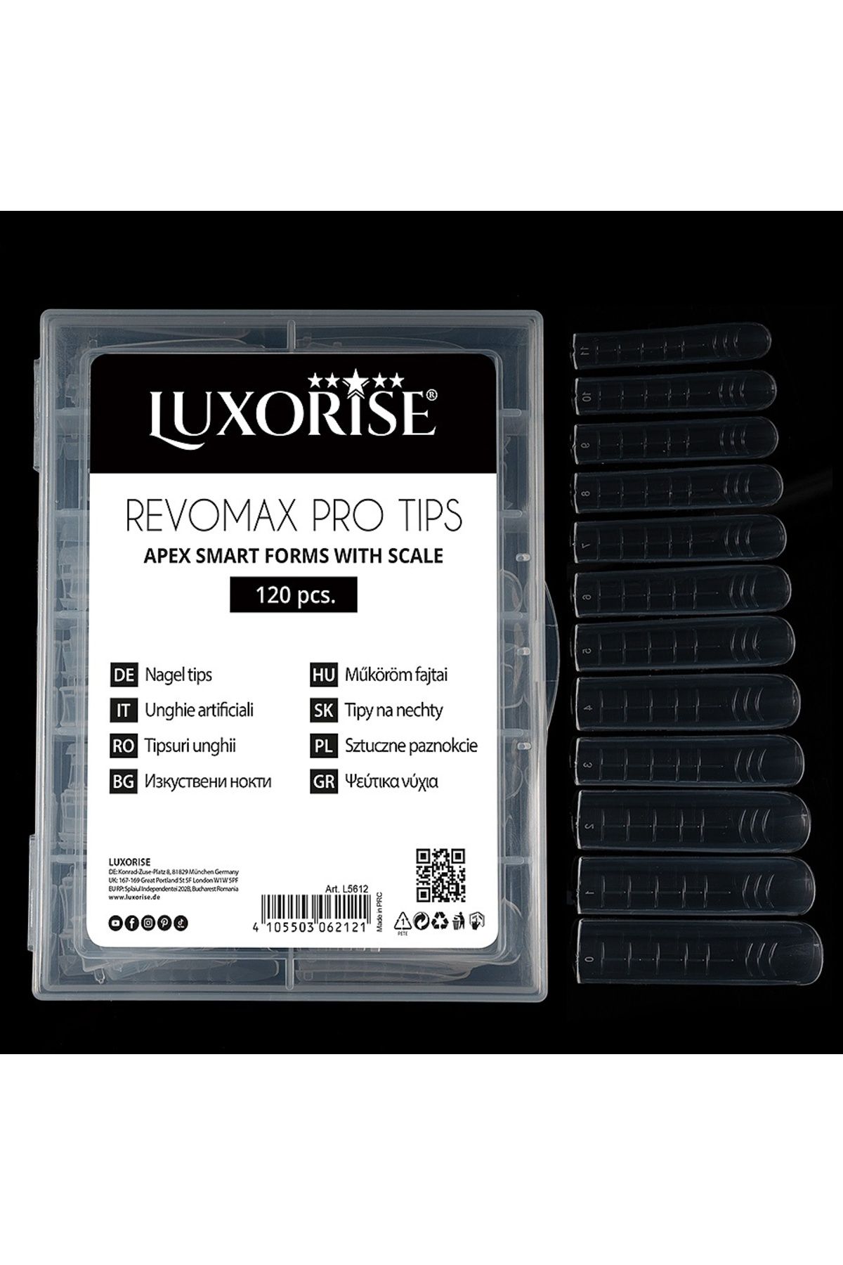 LUXORISE Tipuri Reutilizabile Revomax Pro Tips Flexible Apex Pentru Polygel Și Gel, 120 Buc. - One Size